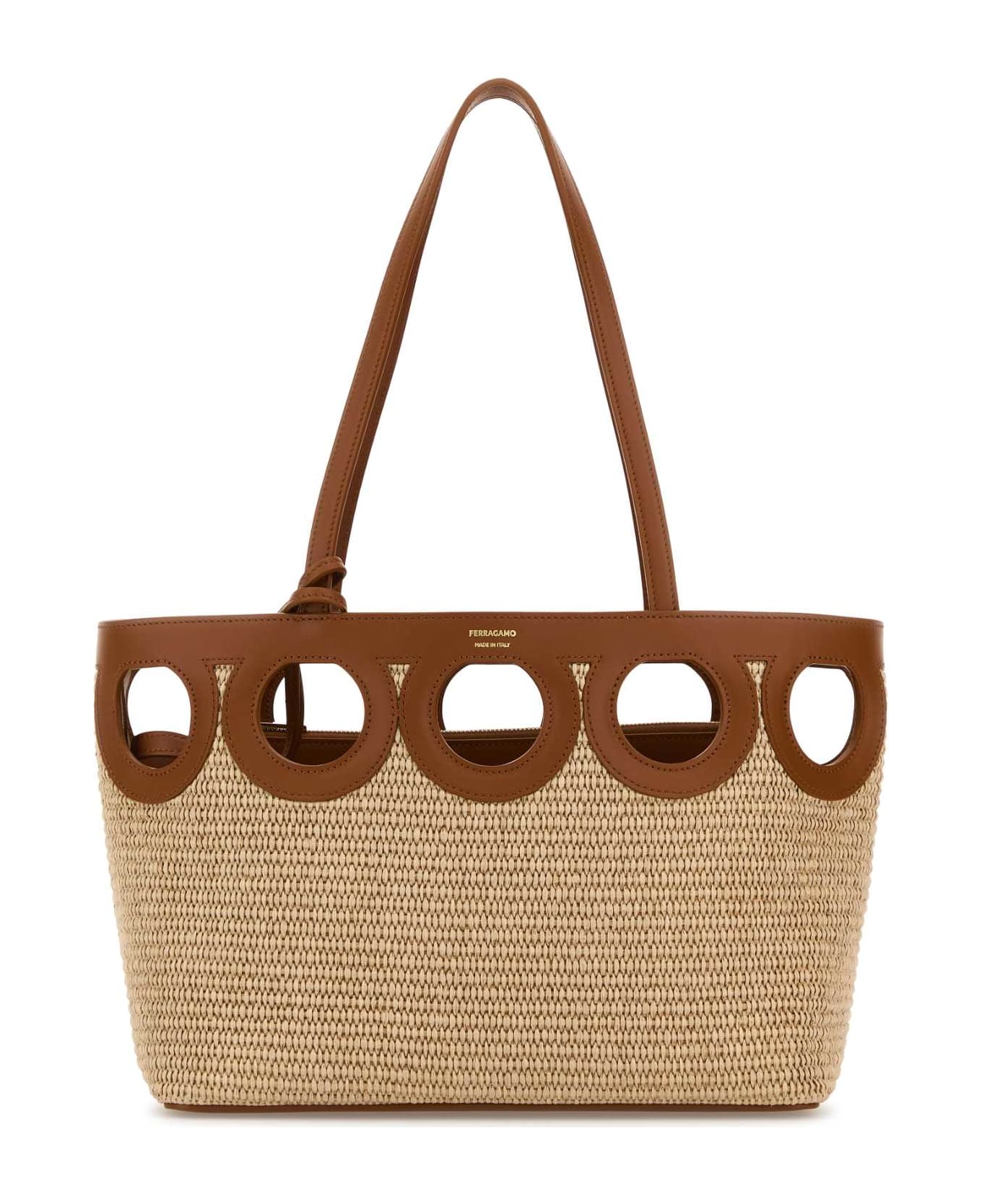 Ferragamo Raffia Shopping Bag - NATURALE597NATURALERESORTNATURALEA00