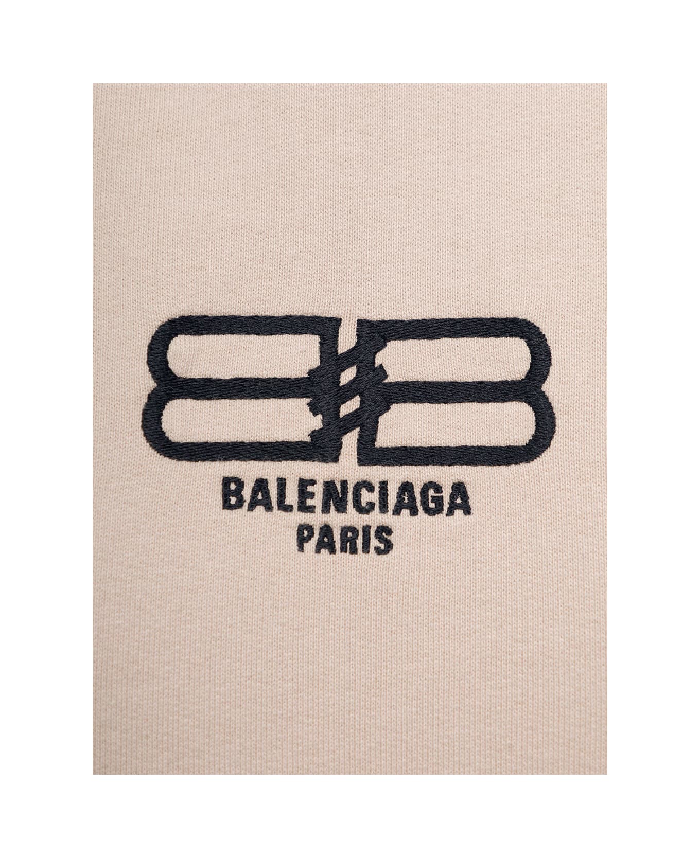 Balenciaga Beige Hoodie With Bb Logo Print In Cotton Woman - Beige