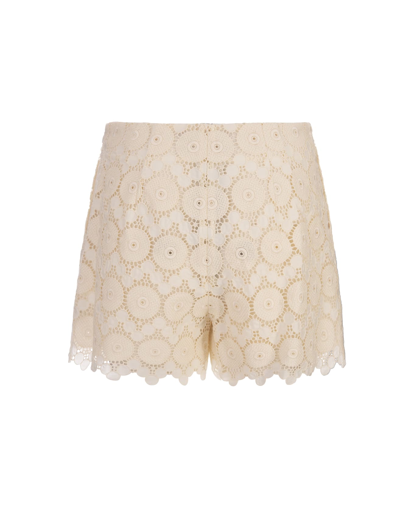 La DoubleJ Margarita Shorts In Evil Eye Ivory In Macrame - White