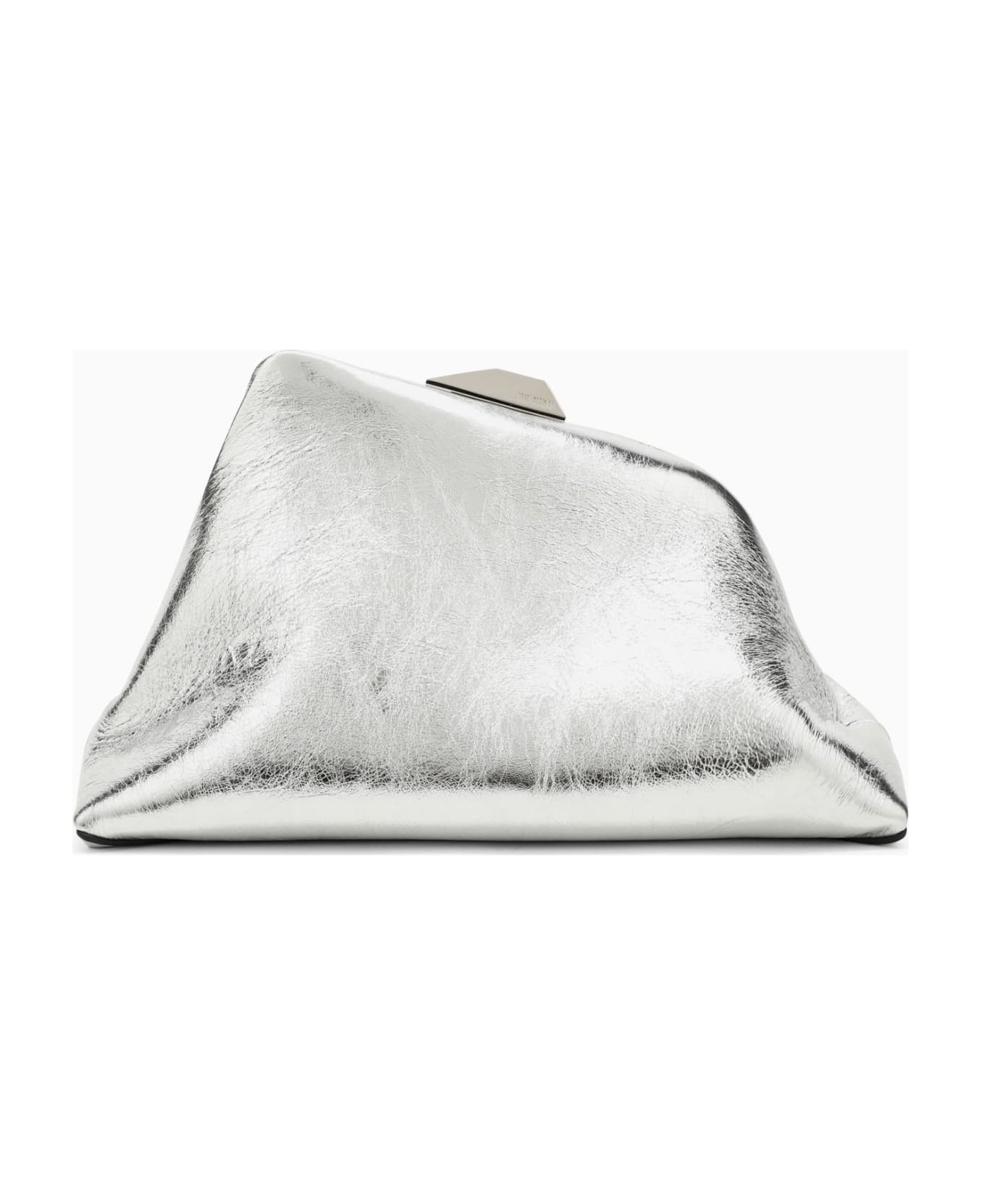 The Attico Day Off Silver Leather Clutch Bag - Silver クラッチバッグ