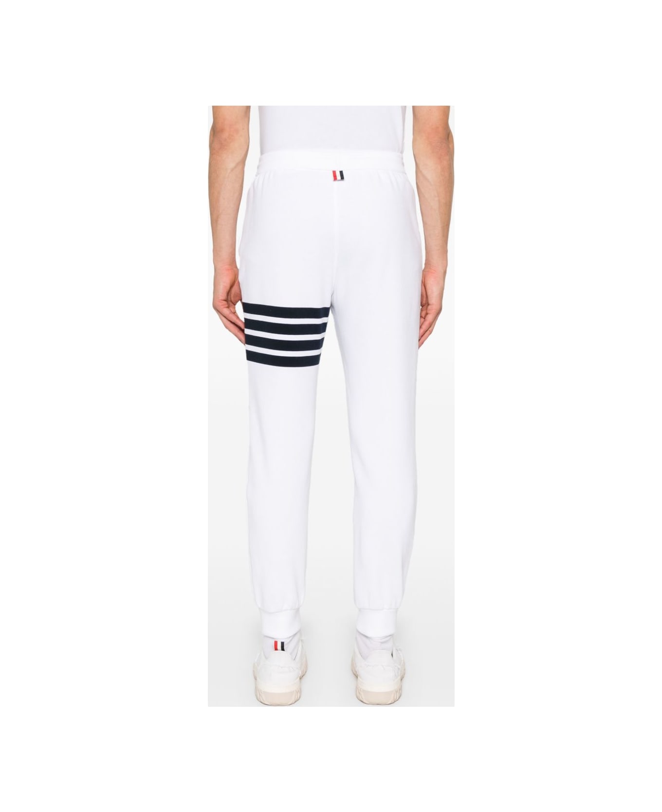 Thom Browne 4bar Cotton Sweatpants - WHITE /NAVY
