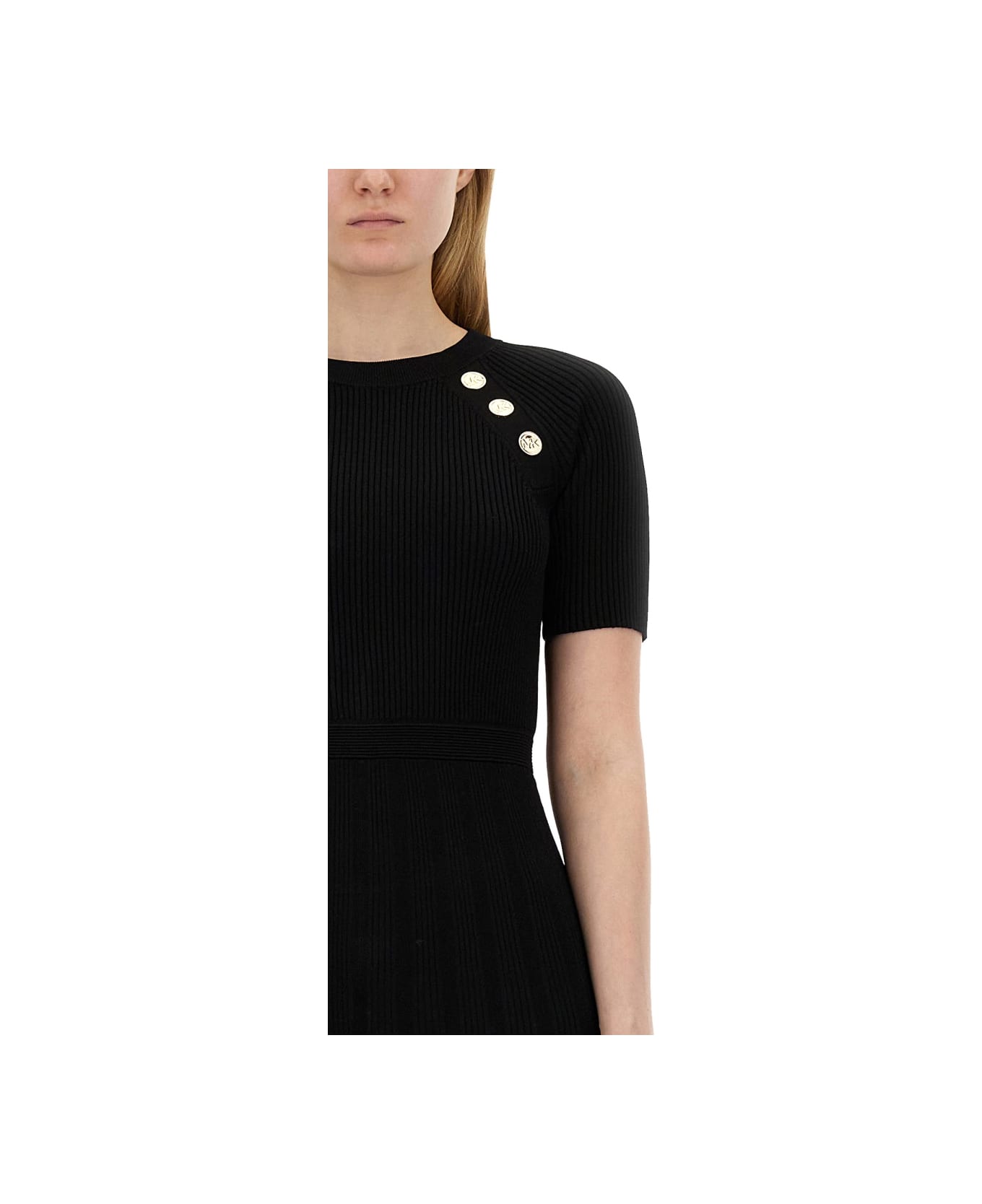 Michael Kors Stretch Knit Longuette Dress - BLACK