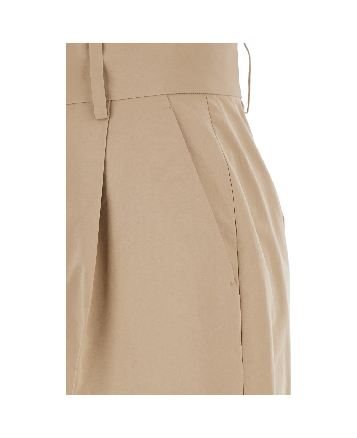 Philosophy di Lorenzo Serafini Beige Pants With Cuffs And Pleated Details In Cotton Woman - Beige