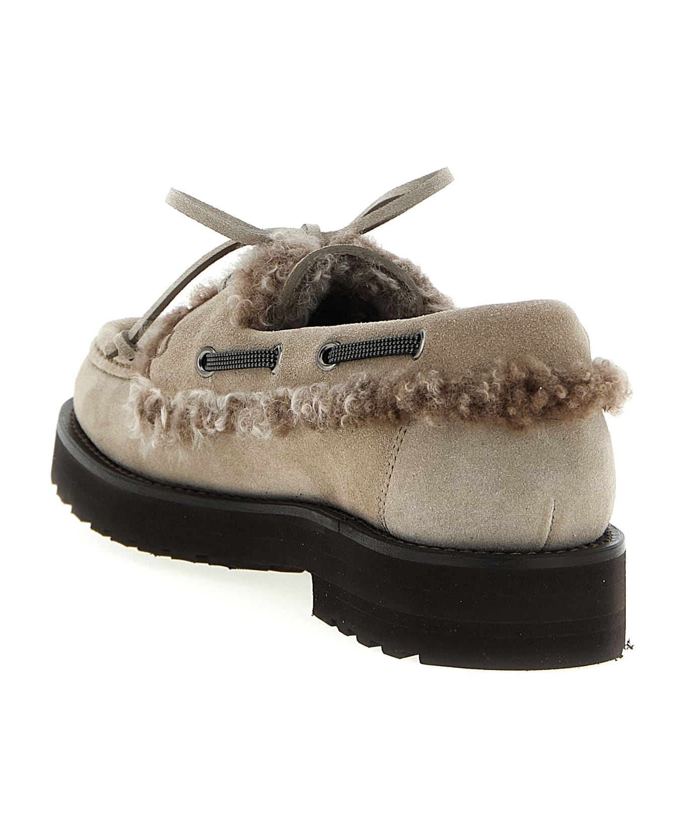 Brunello Cucinelli 
precious Insert
 Boat Shoe - Gray