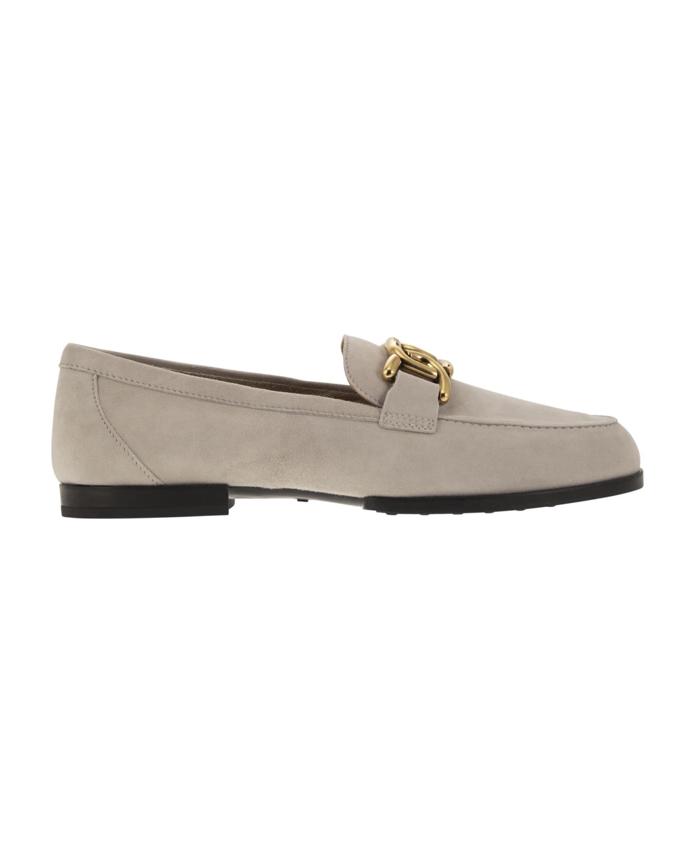 Tod's Moccasin With Metal Chain - Grey