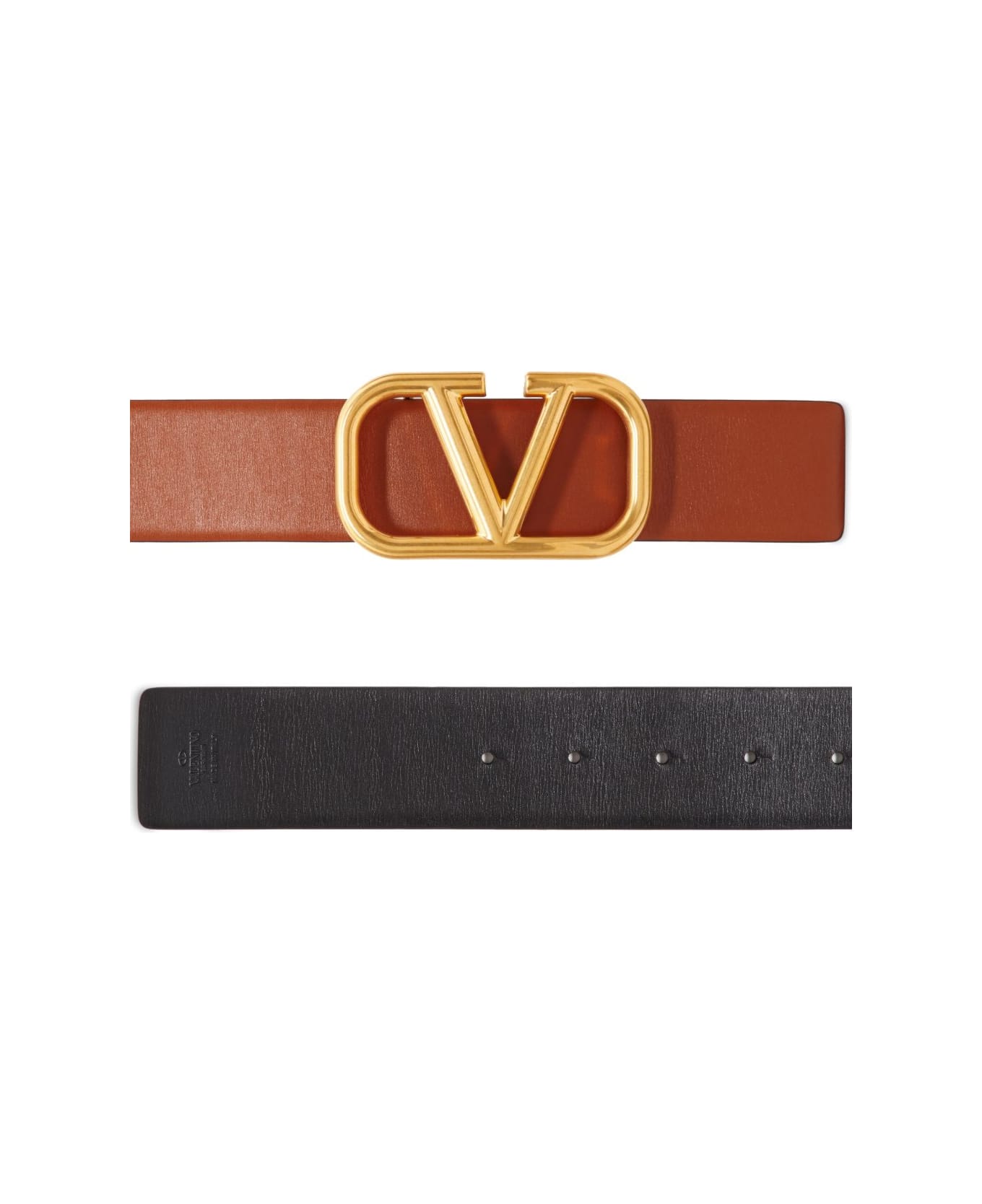 Valentino Garavani Leather Reversible Vlogo Belt - Leather Brown