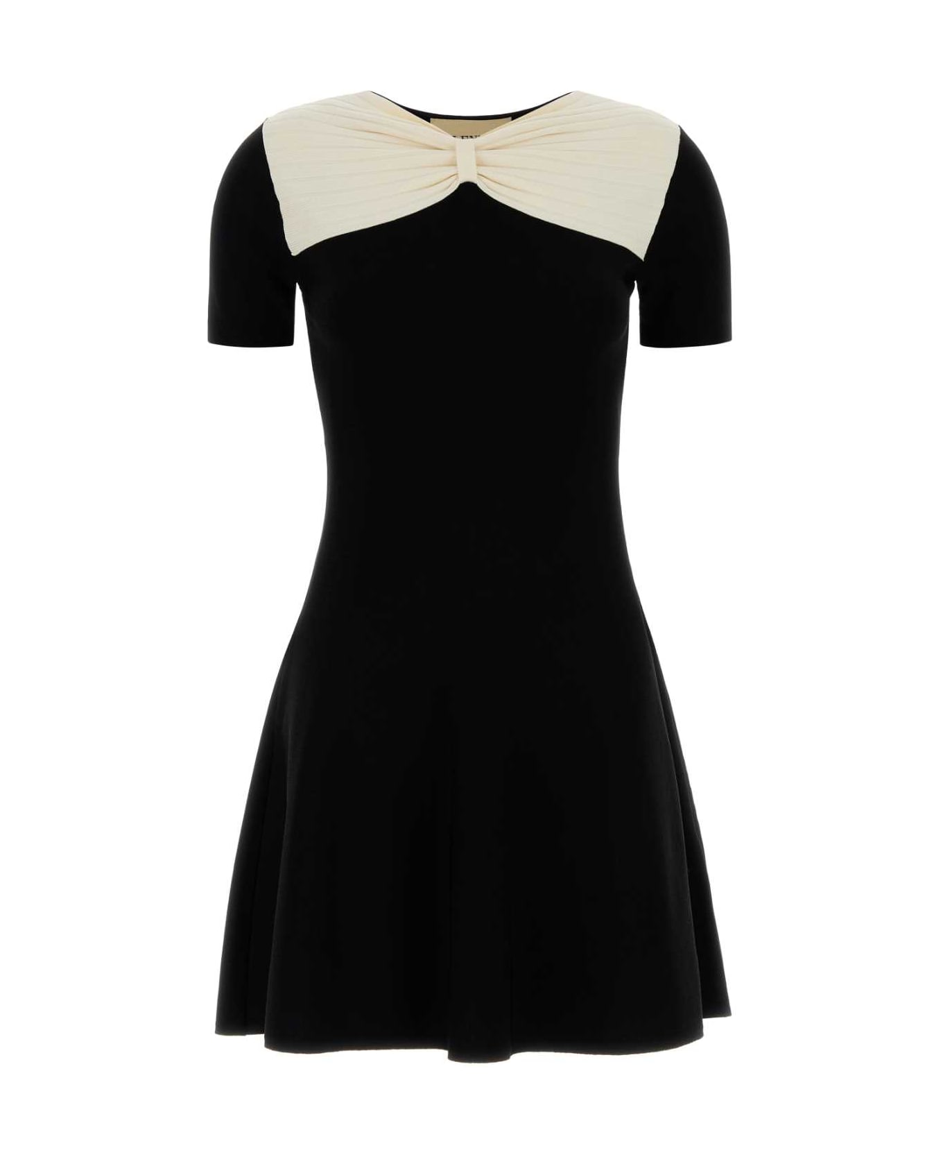 Valentino Garavani Black Viscose Blend Mini Dress - NEROAVORIO