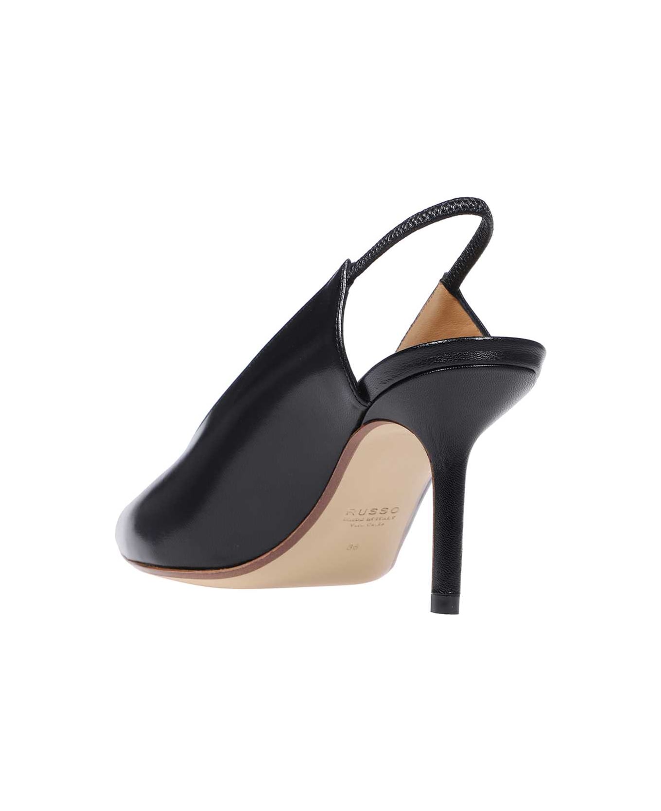 Francesco Russo Leather Slingback Pumps - black