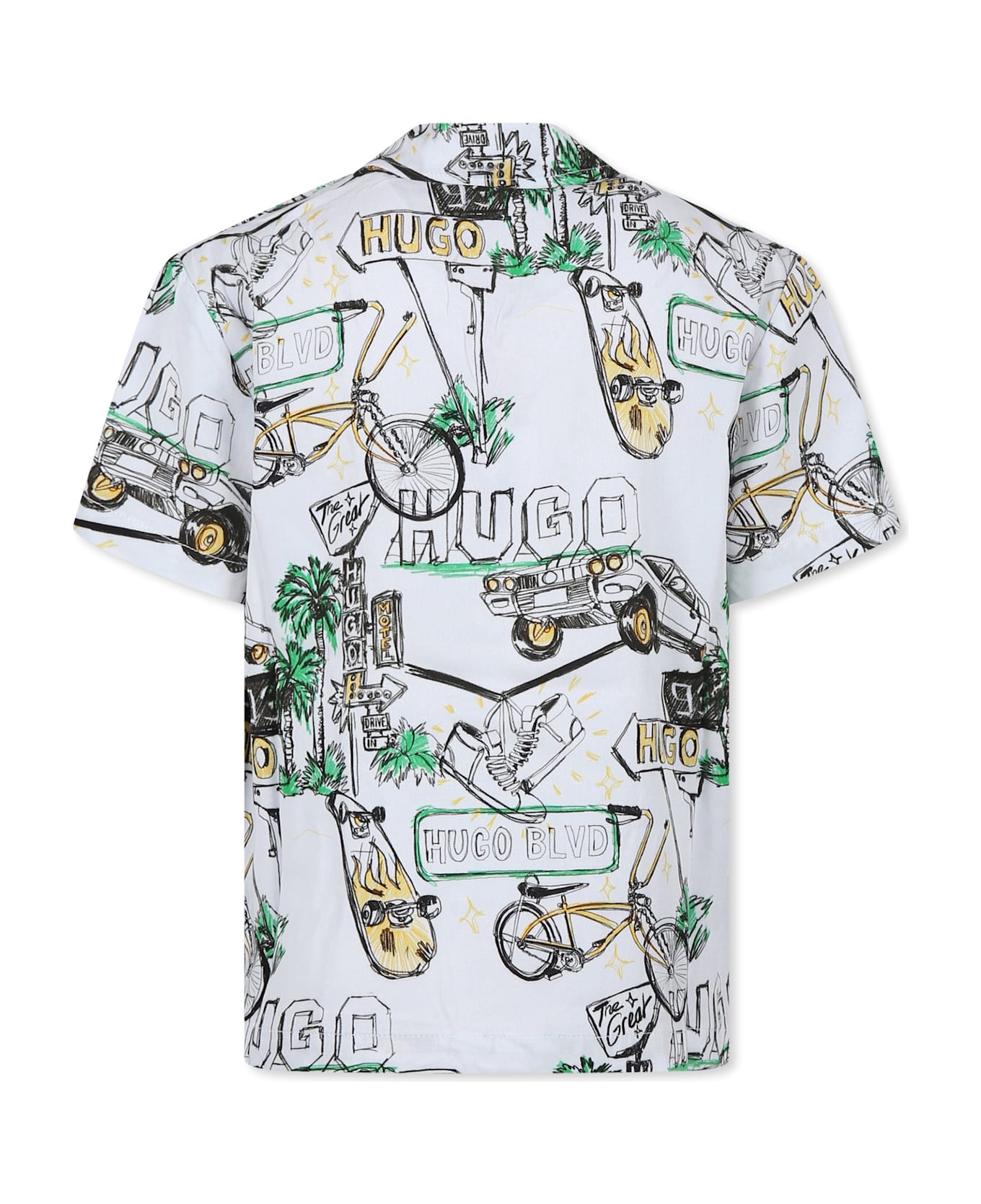 Hugo Boss White Shirt For Boy With Logo And Print - White