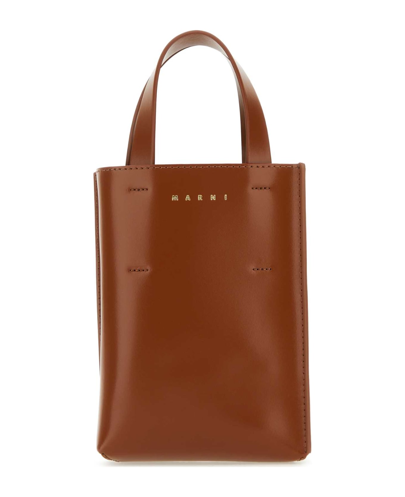 Marni Brown Leather Nano Museo Handbag - MOCA
