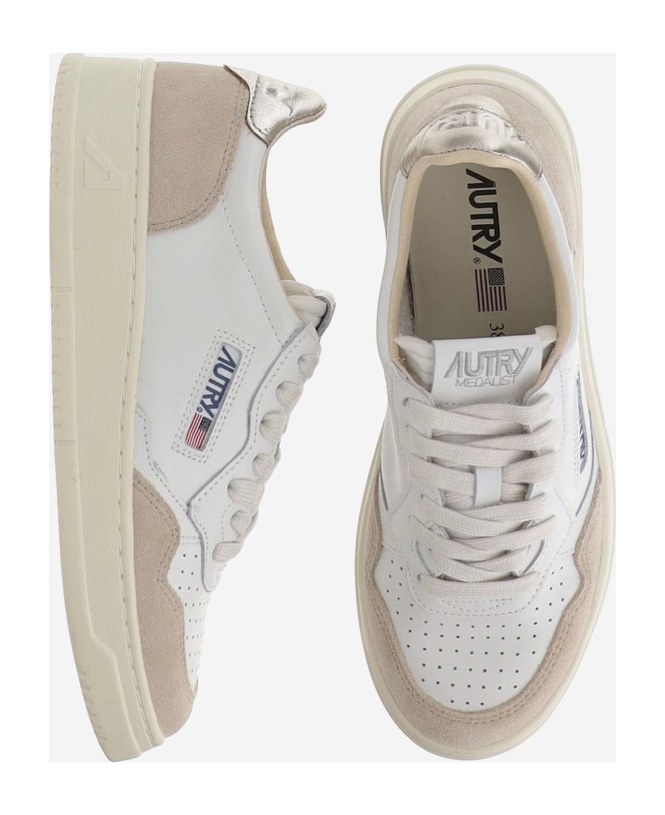 Autry Medalist Low Leather Sneakers - WHITE/NEUTRALS