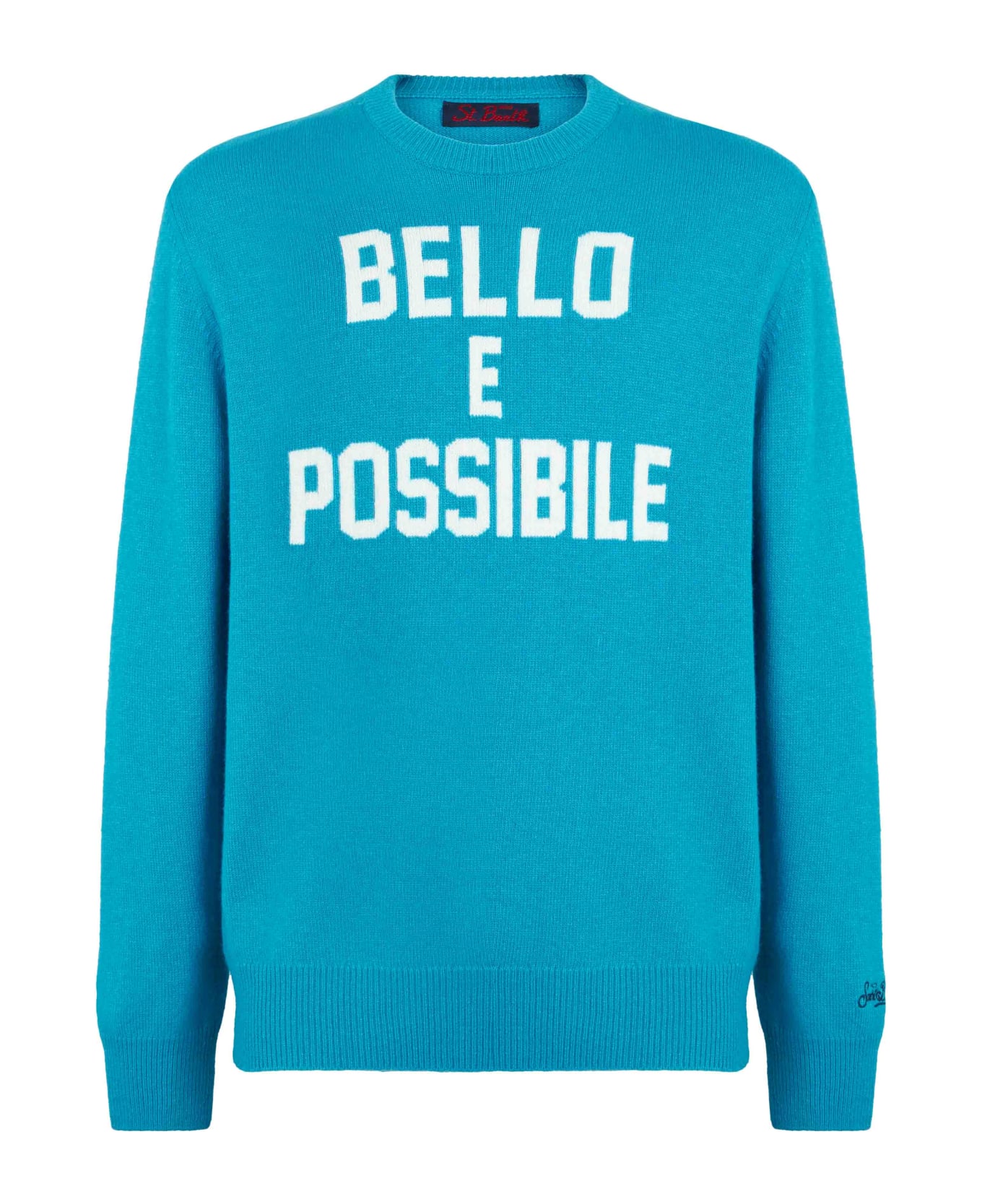 MC2 Saint Barth Man Sweater With Bello E Possibile Print - BLUE