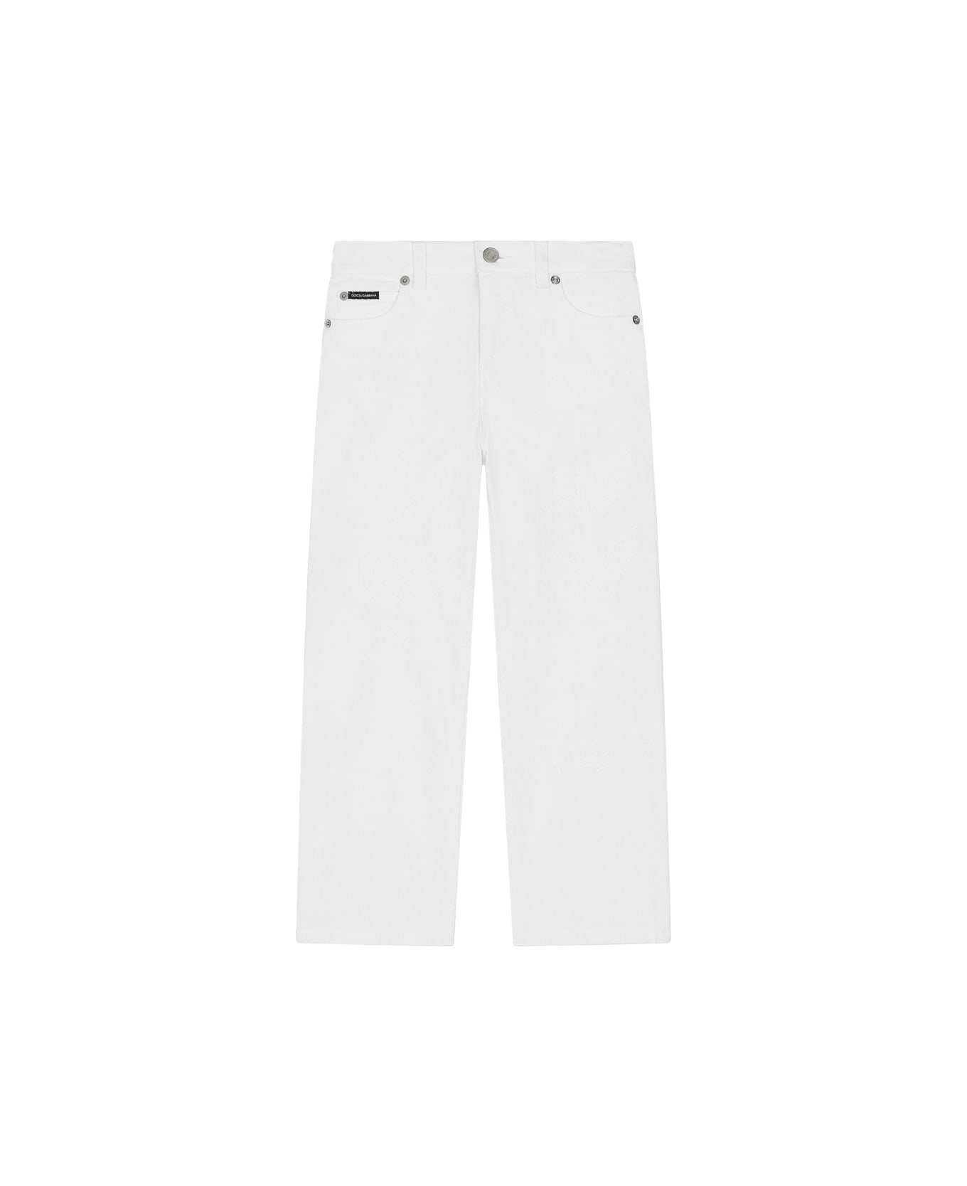 Dolce & Gabbana 5 Pocket White Denim Trousers With Tears - White