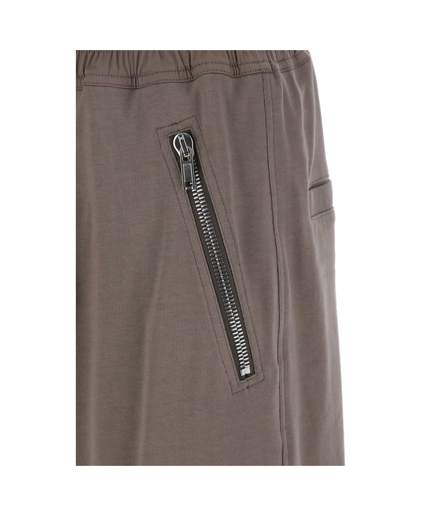 Rick Owens 
tecuatl
 Grey Pants With Elastic Waist With Drawstring And Zip At The Ankles In Cotton Man - Dust