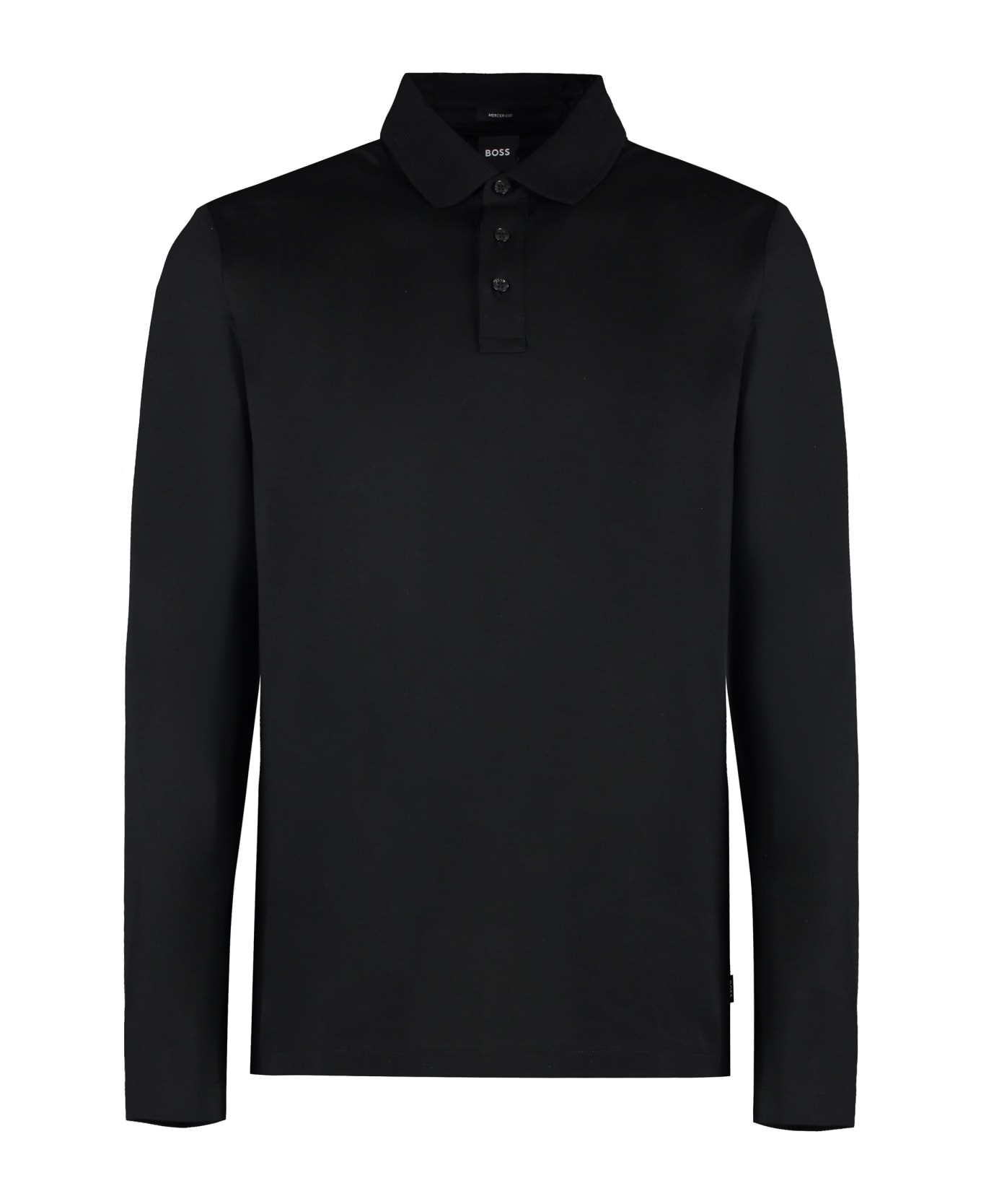 Hugo Boss Long Sleeve Cotton Polo Shirt - black