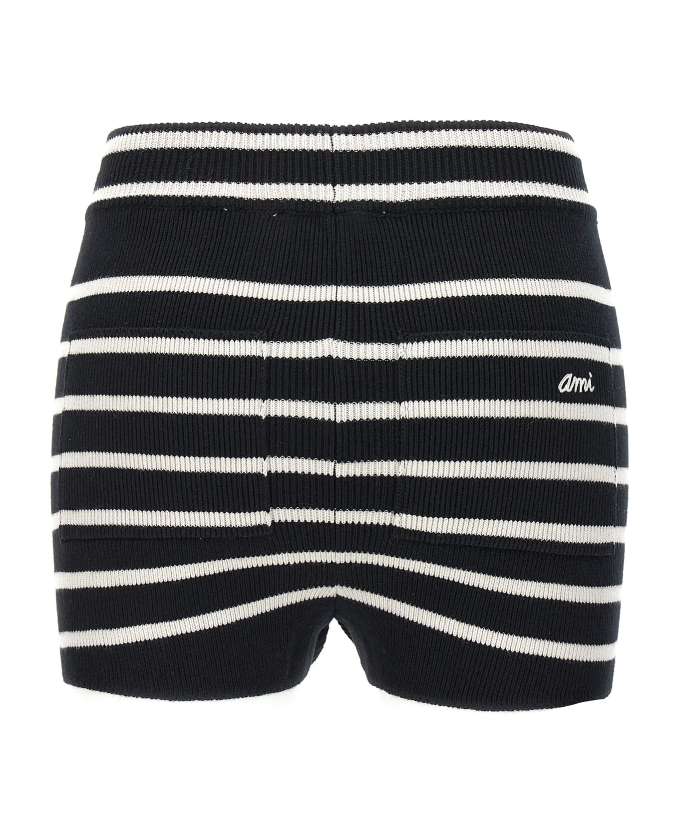 Ami Alexandre Mattiussi Striped Knitted Shorts - White/Black