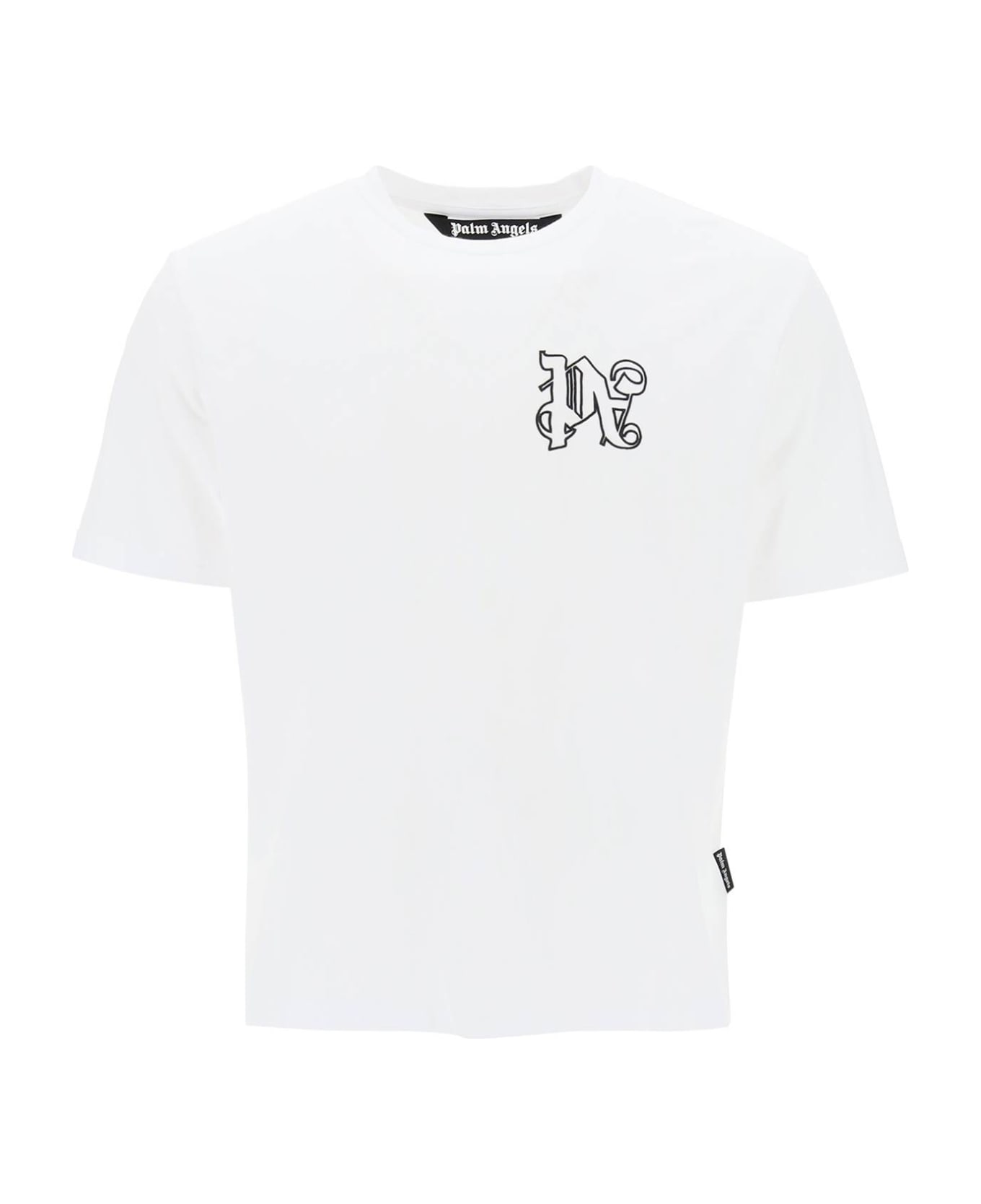 Palm Angels White T-shirt With Monogram - White Blac シャツ