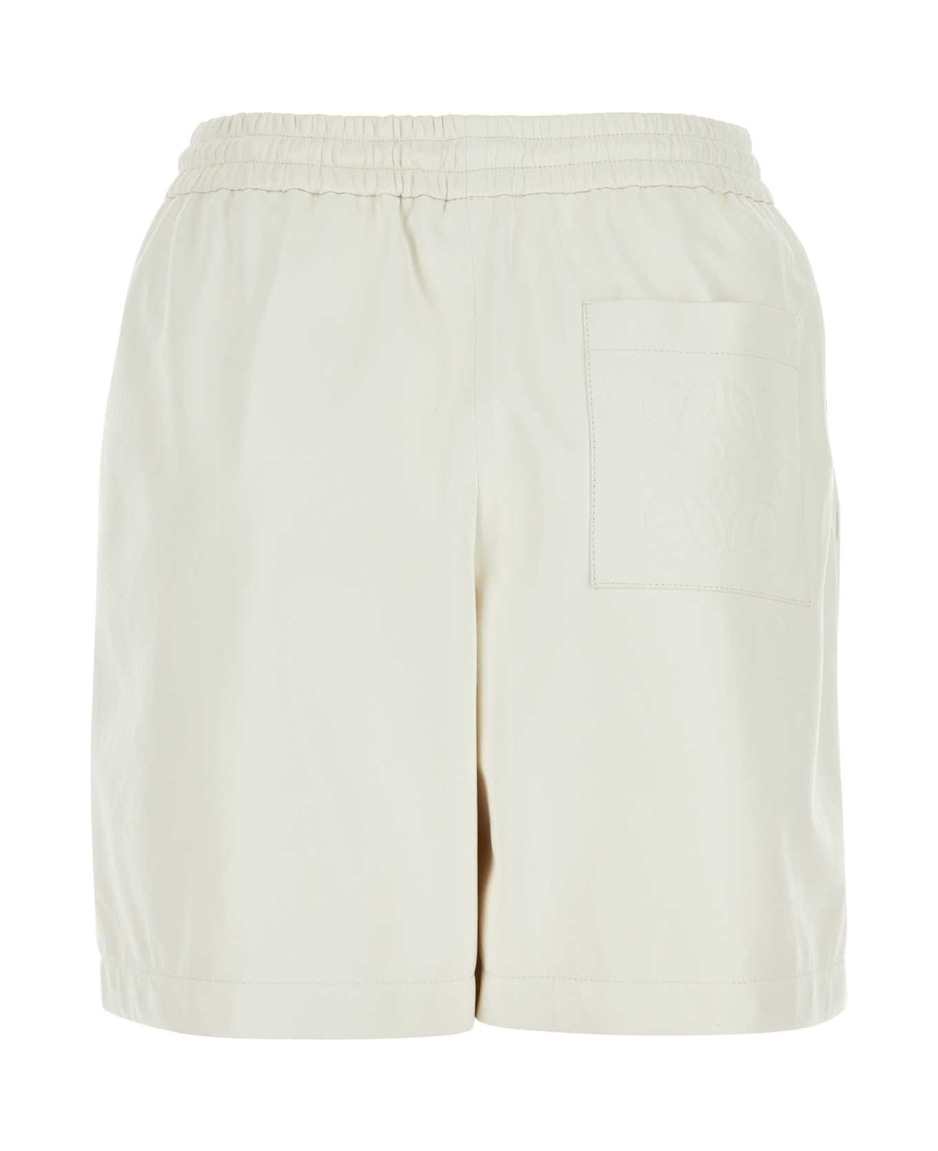 Loewe White Leather Shorts - WHITE