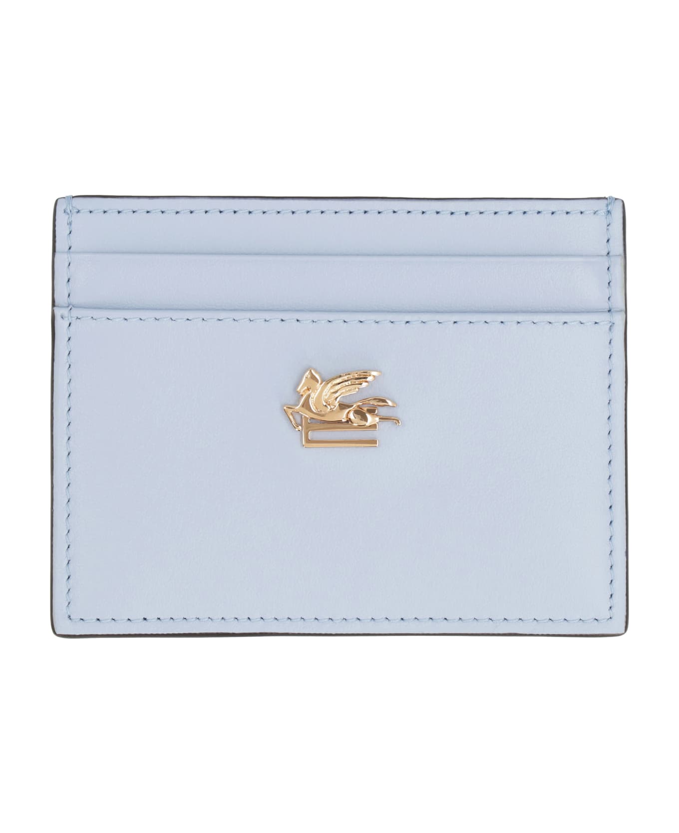 Etro Logo Detail Leather Card Holder - Light Blue 財布