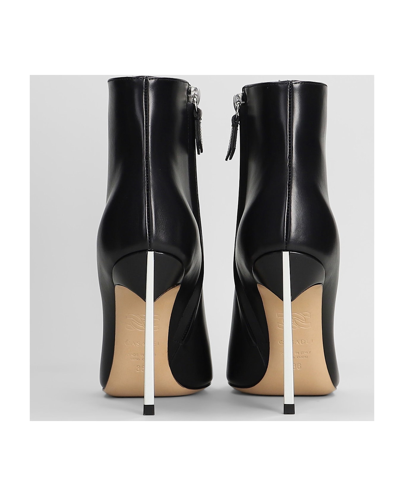 Casadei Blade High Heels Ankle Boots In Black Leather - black