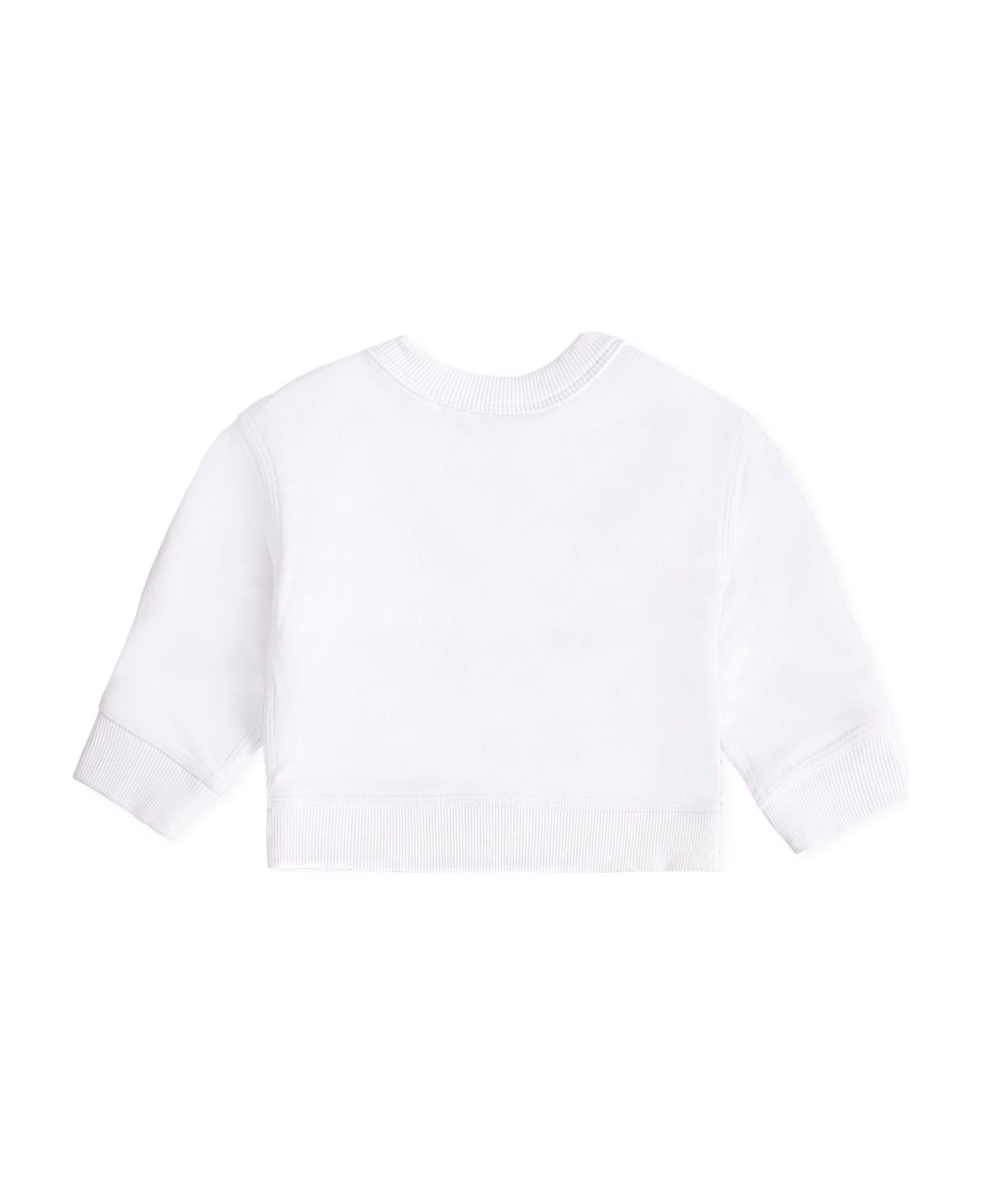 Burberry White Sweatshirt For Babykids With Teddy Bear - White