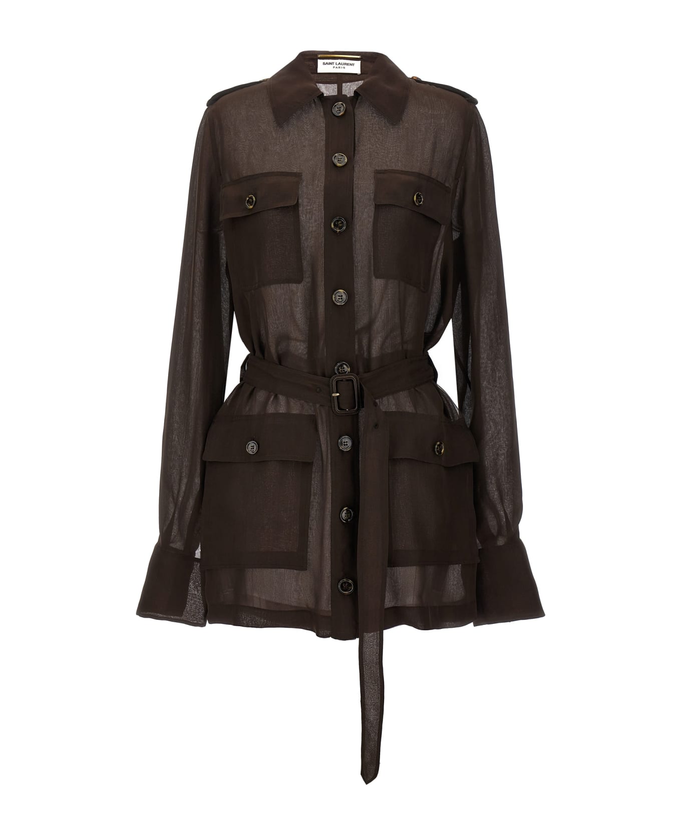Saint Laurent 'saharienne' Dress - Brown コート＆ジャケット