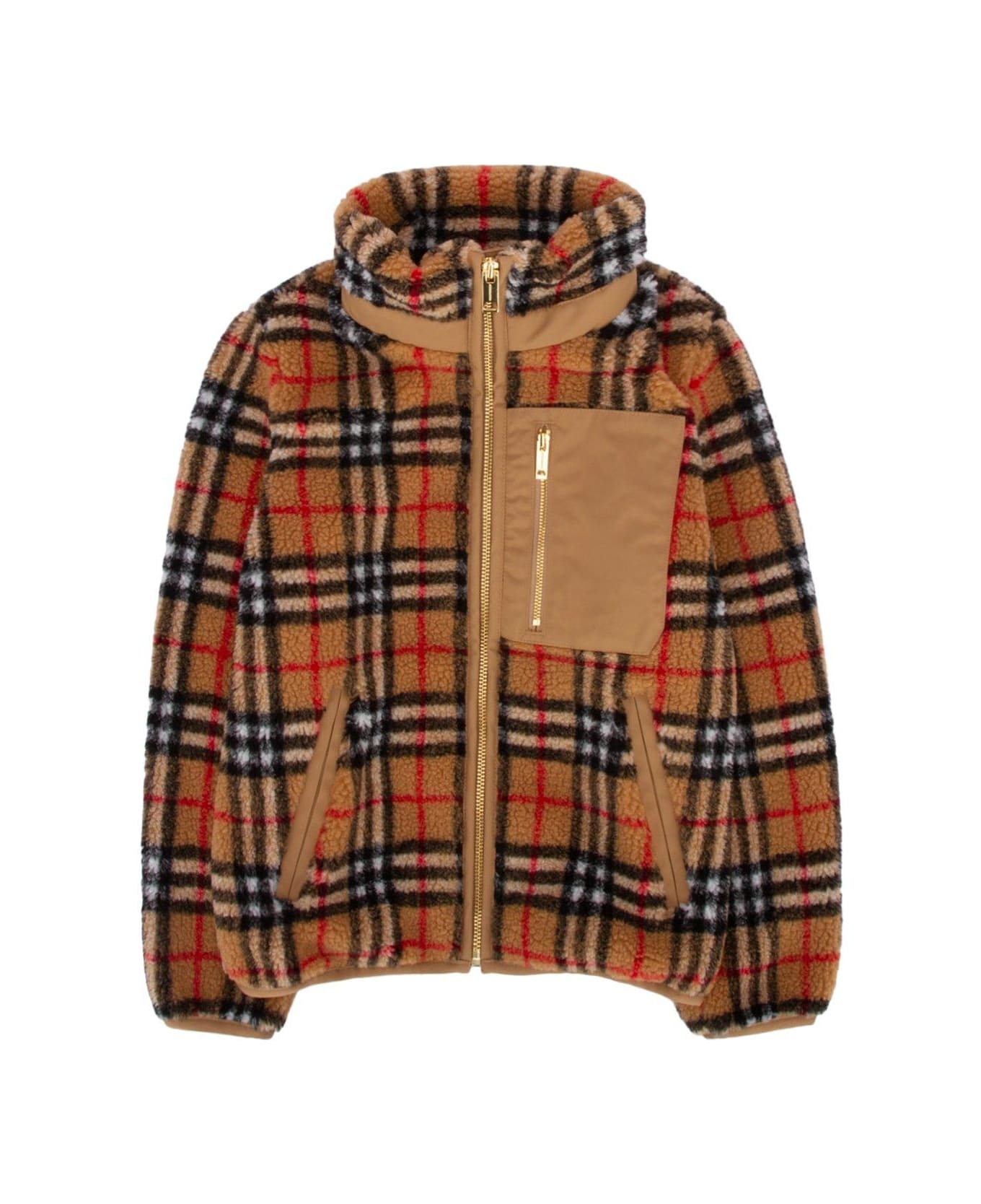 Burberry Checked Fleece Zipped Jacket - (archive Beige Ip Chk)