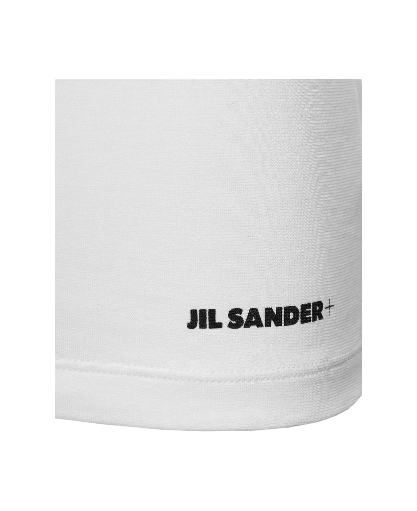 Jil Sander White Crewneck Sleeveless Top In Cotton Woman