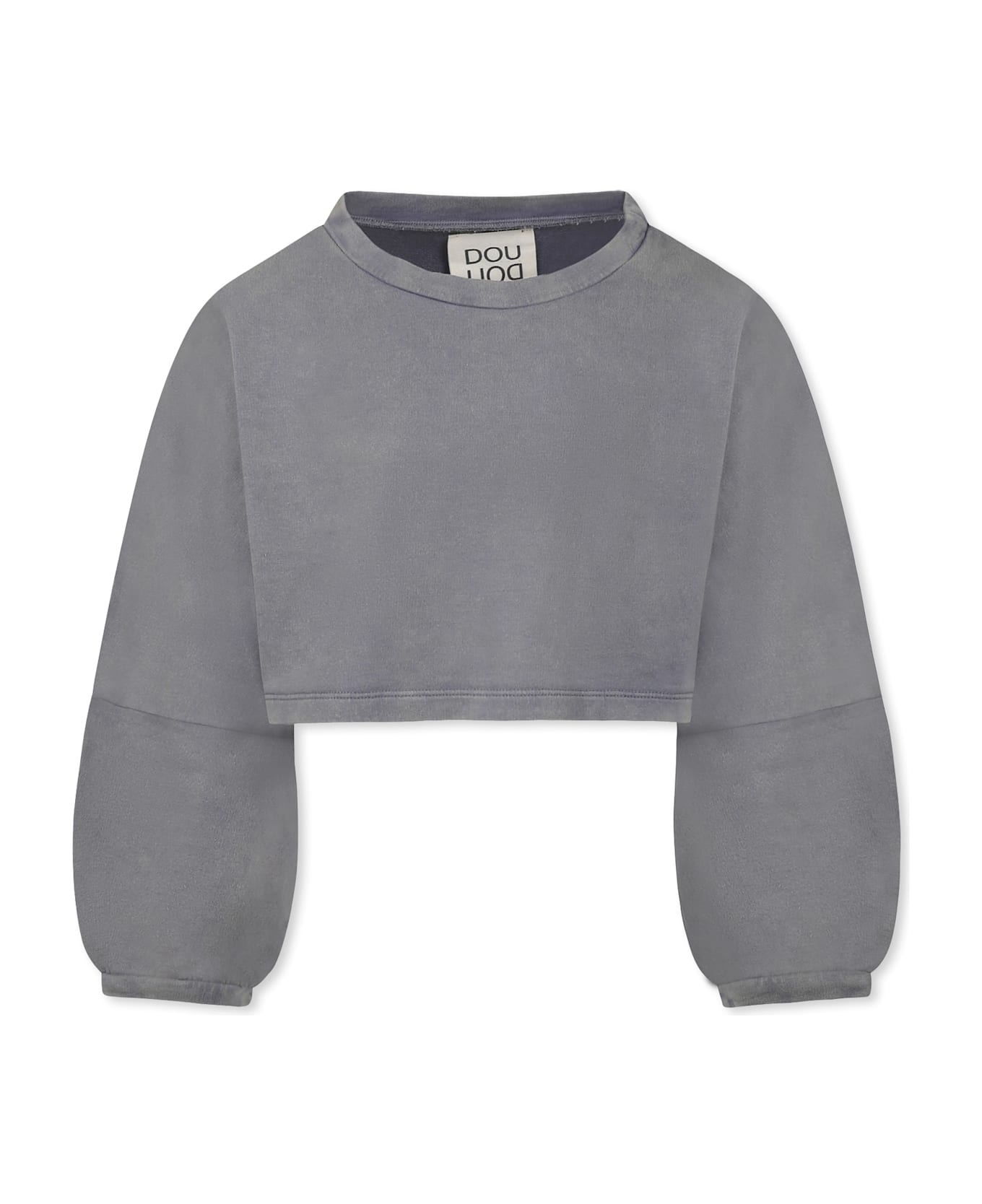 Douuod Grey Crop Sweatshirt For Girl With Logo - Grey