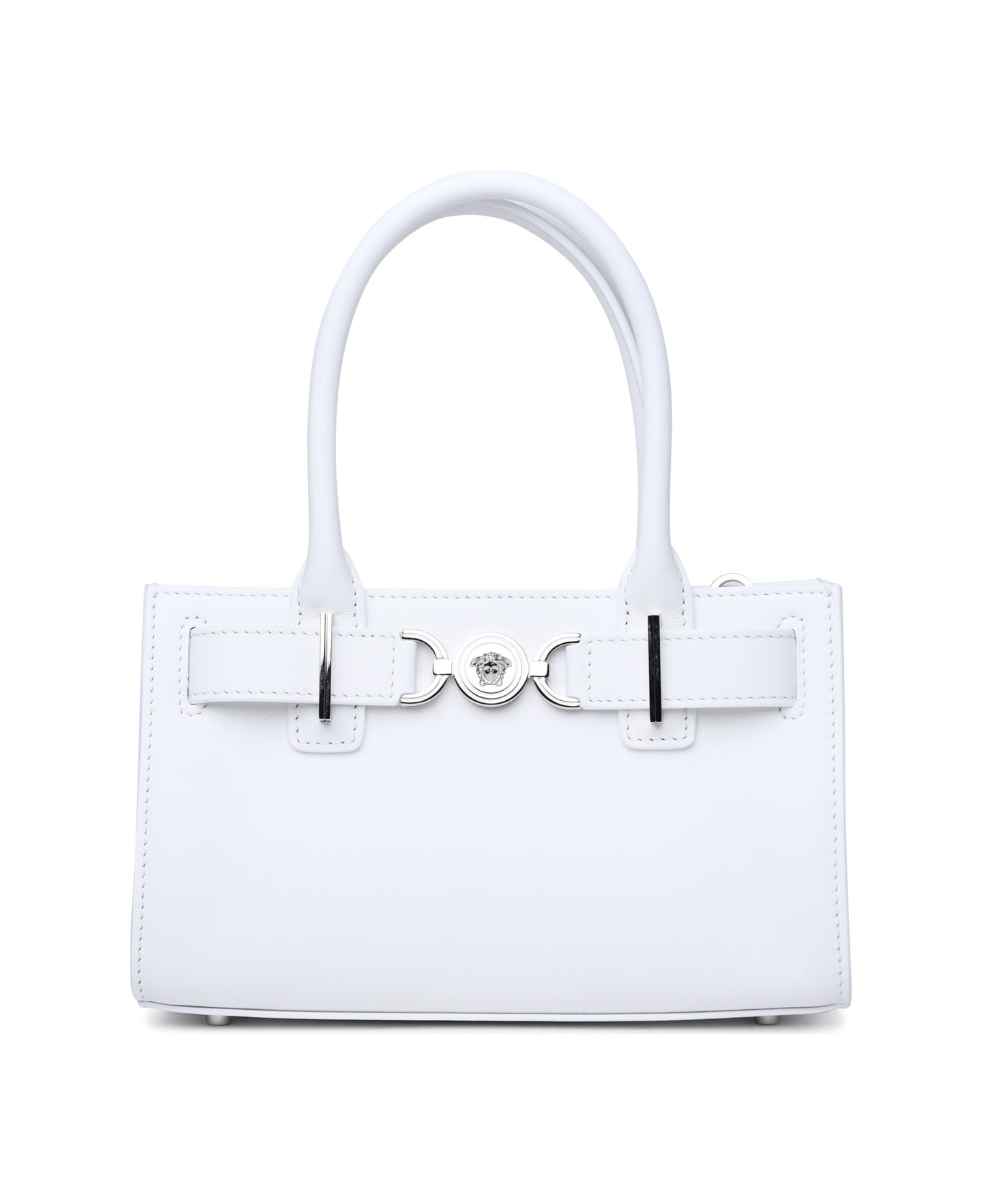 Versace Small 'medusa '95' White Leather Bag - P Optical White Palladium トートバッグ