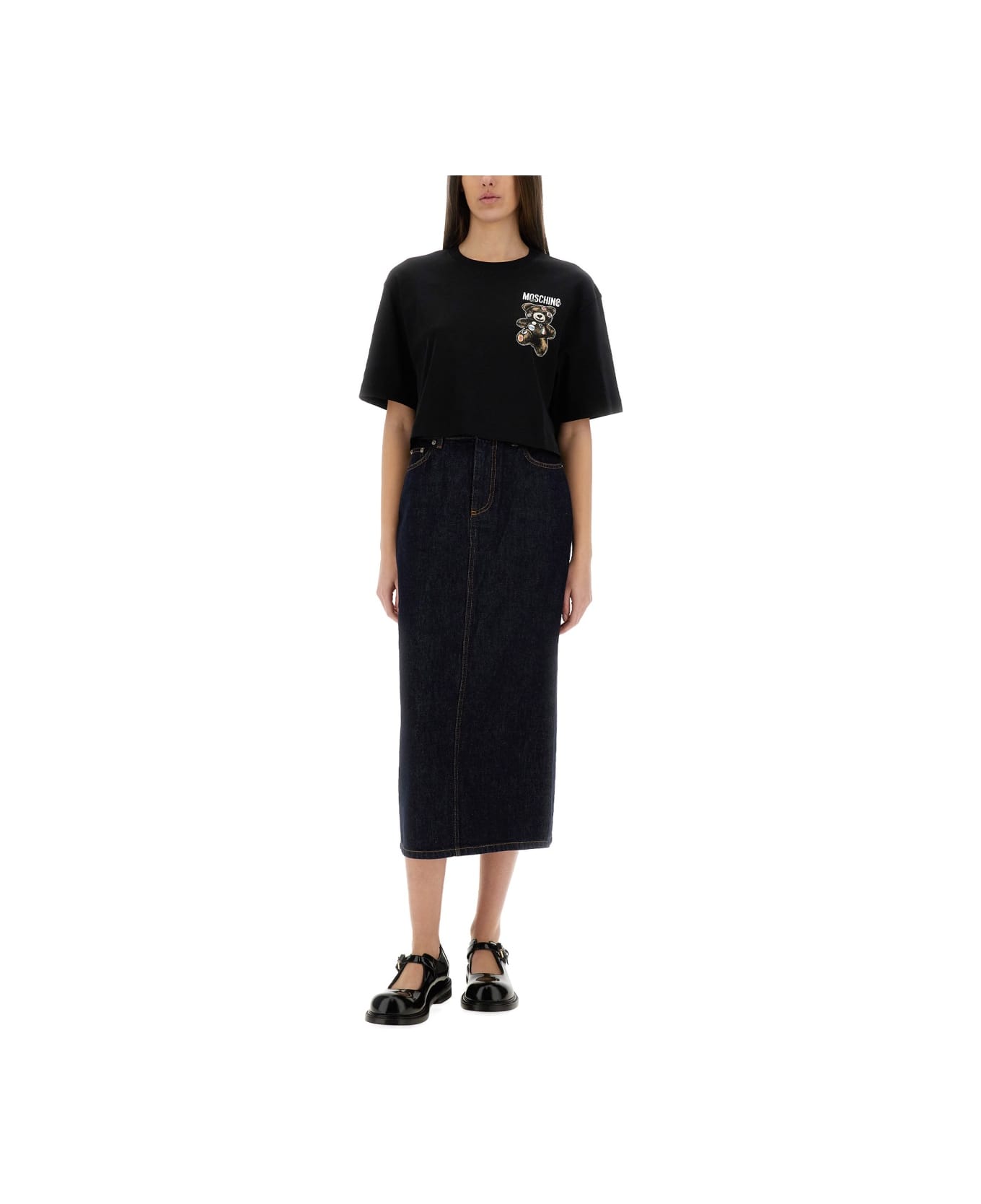 Moschino Long Denim Skirt - BLUE