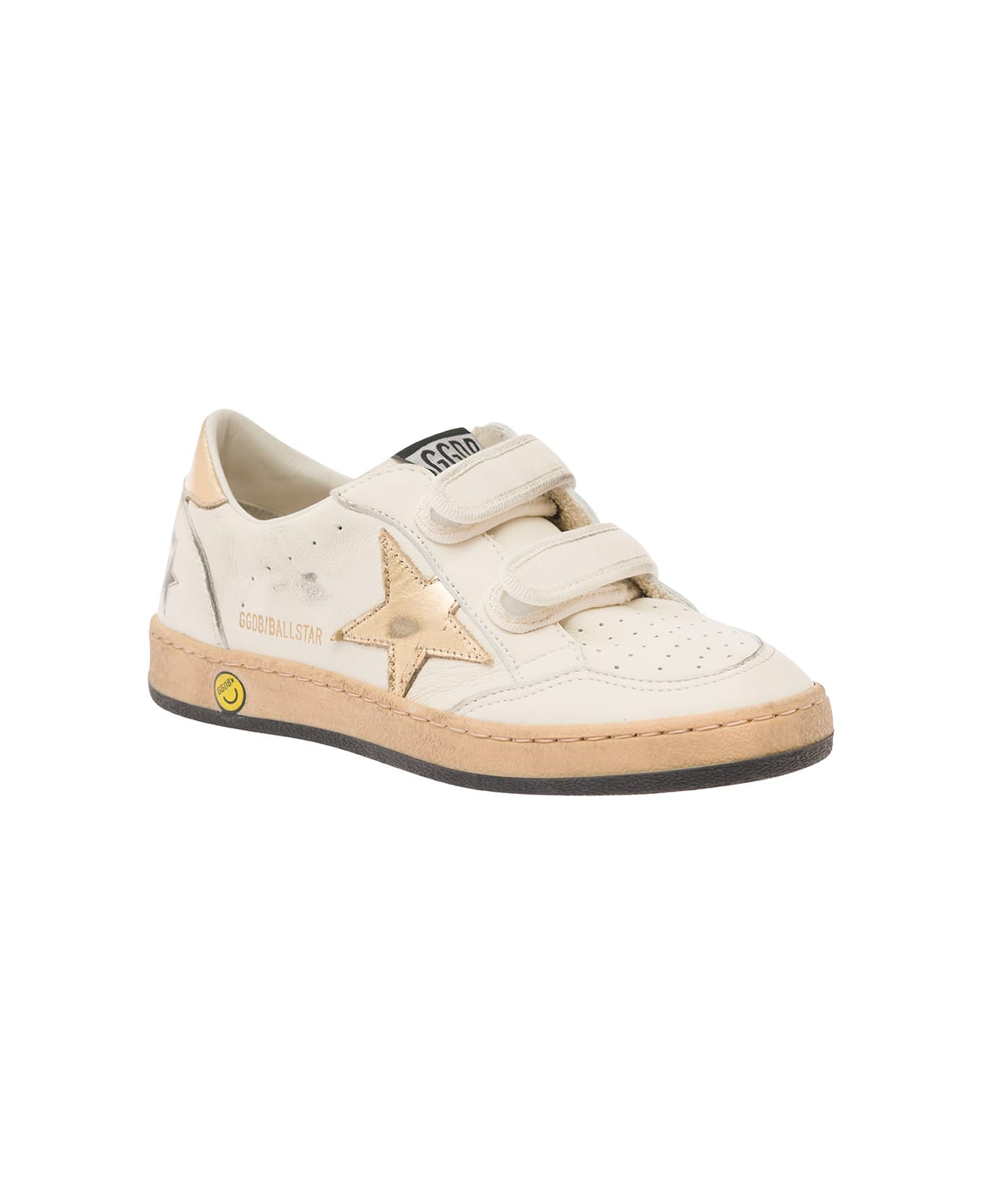 Golden Goose White Low Top Sneakers With Star Patch And Embossed Logo In Leather Girl - White