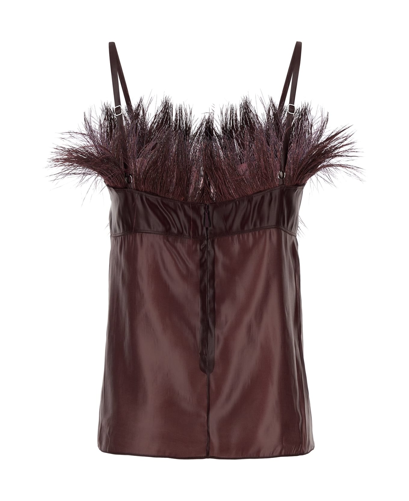 Ferragamo Burgundy Nylon Blend Top - OXBLOOD