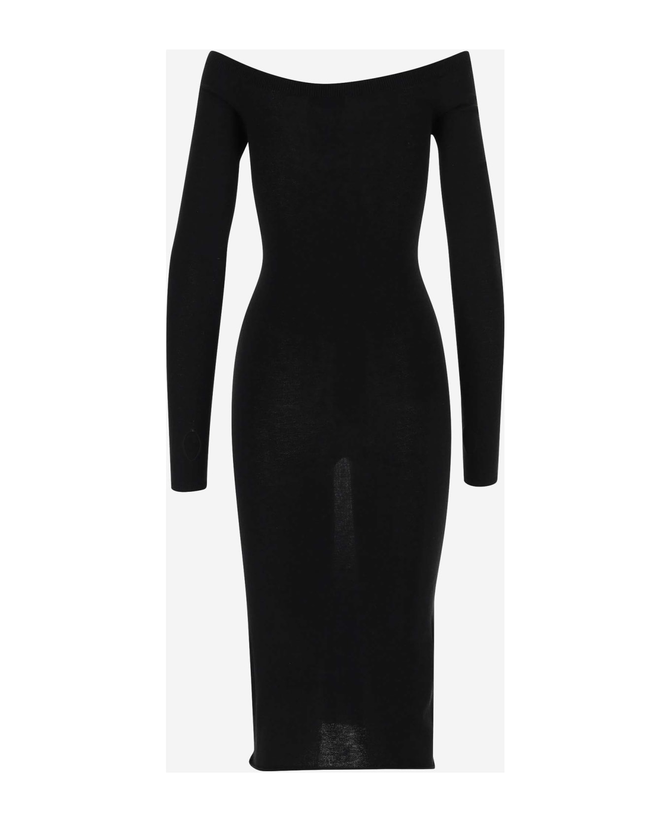 Off-White Viscose Blend Dress - Black ワンピース＆ドレス