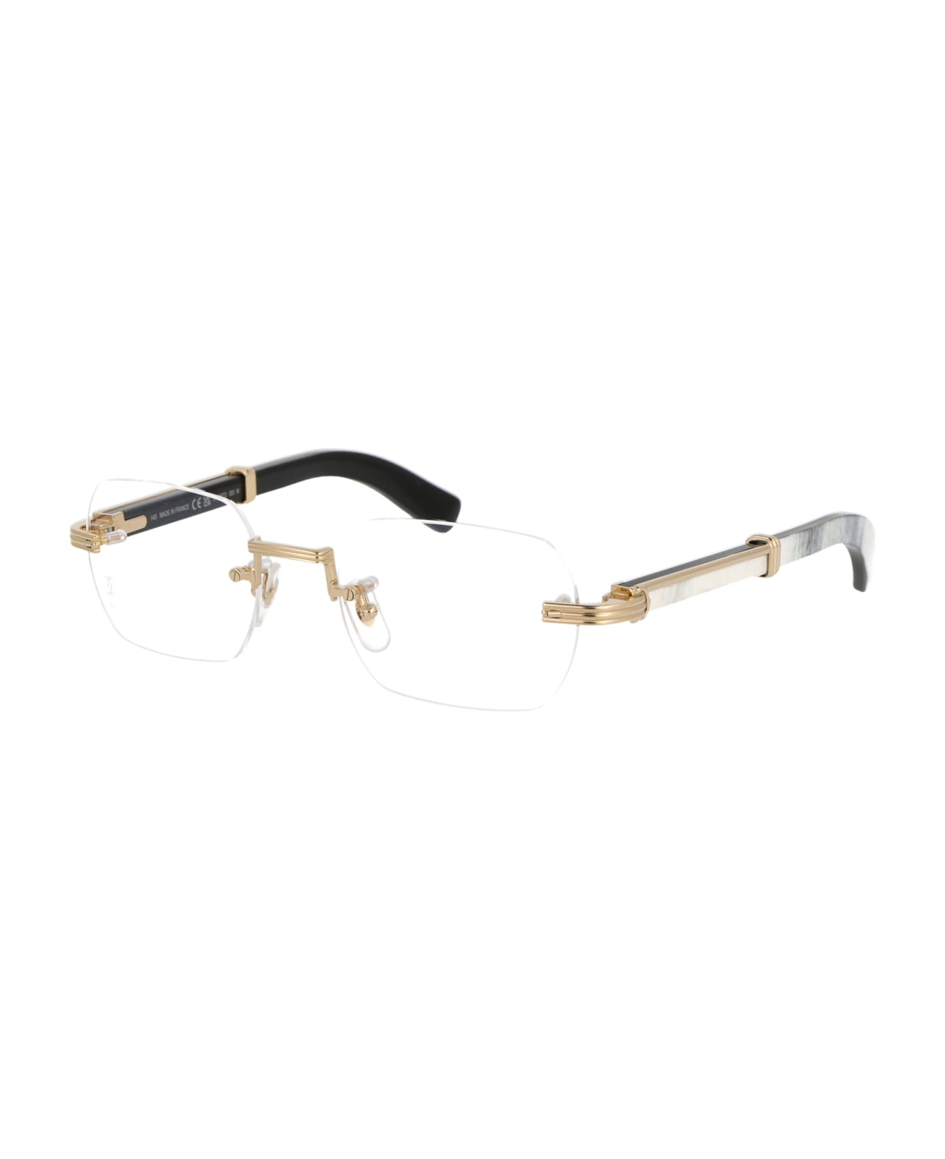 Cartier Eyewear Ct0377o Glasses - 003 GOLD WHITE TRANSPARENT