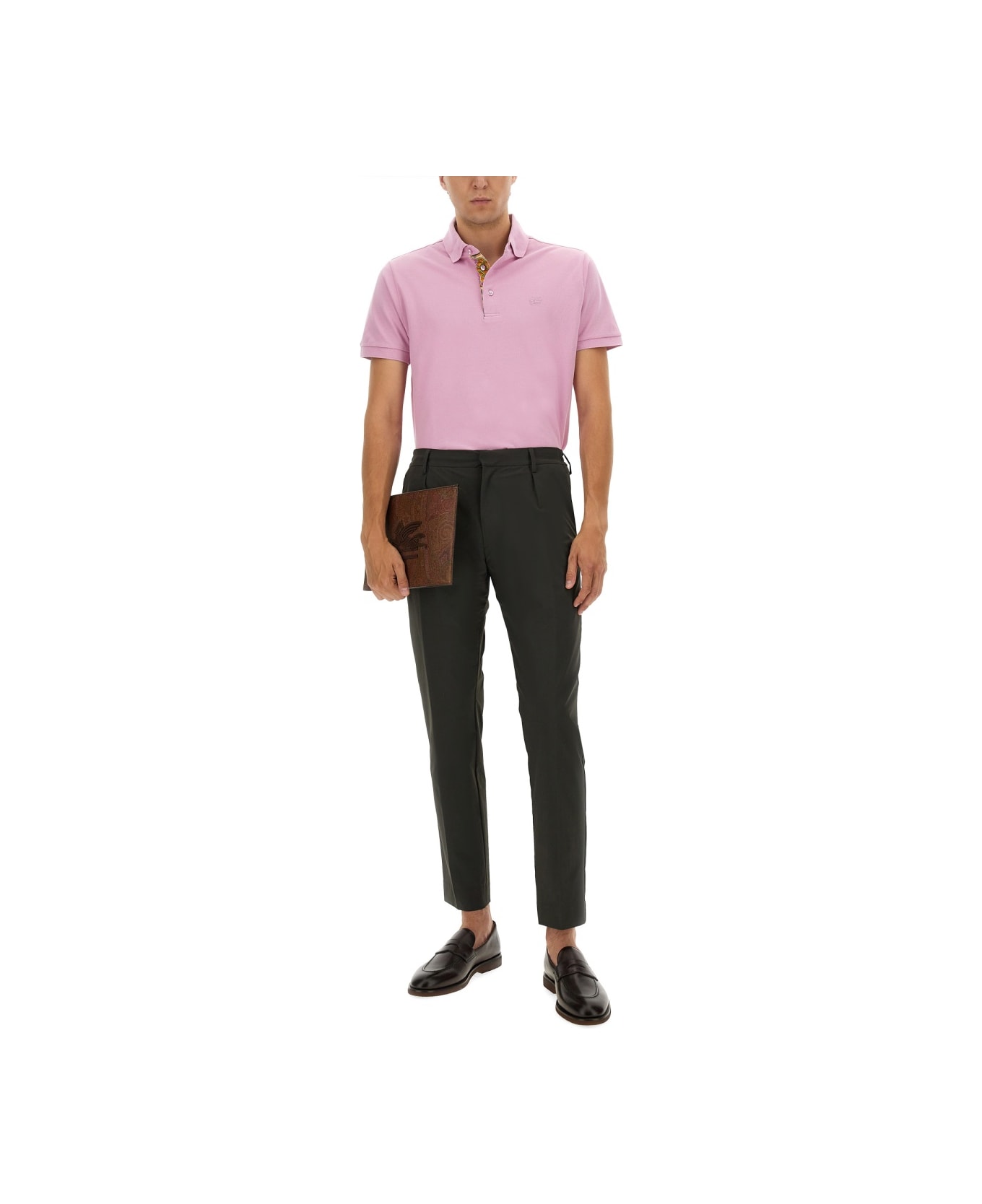 Etro Cotton Polo Shirt With Pegasus - PINK