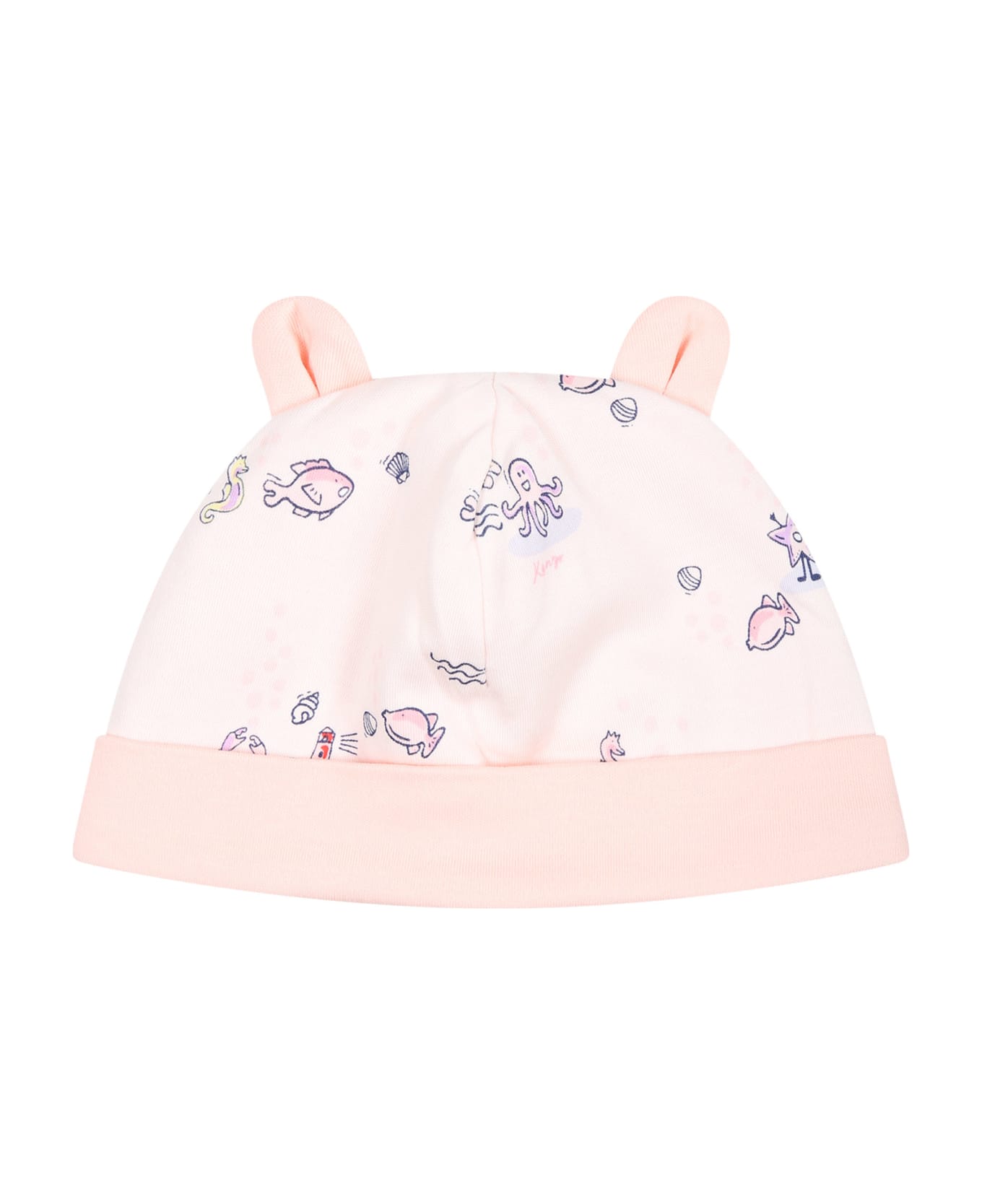 Kenzo Kids Pink Set For Baby Girl With Marine Animal Print - Pink
