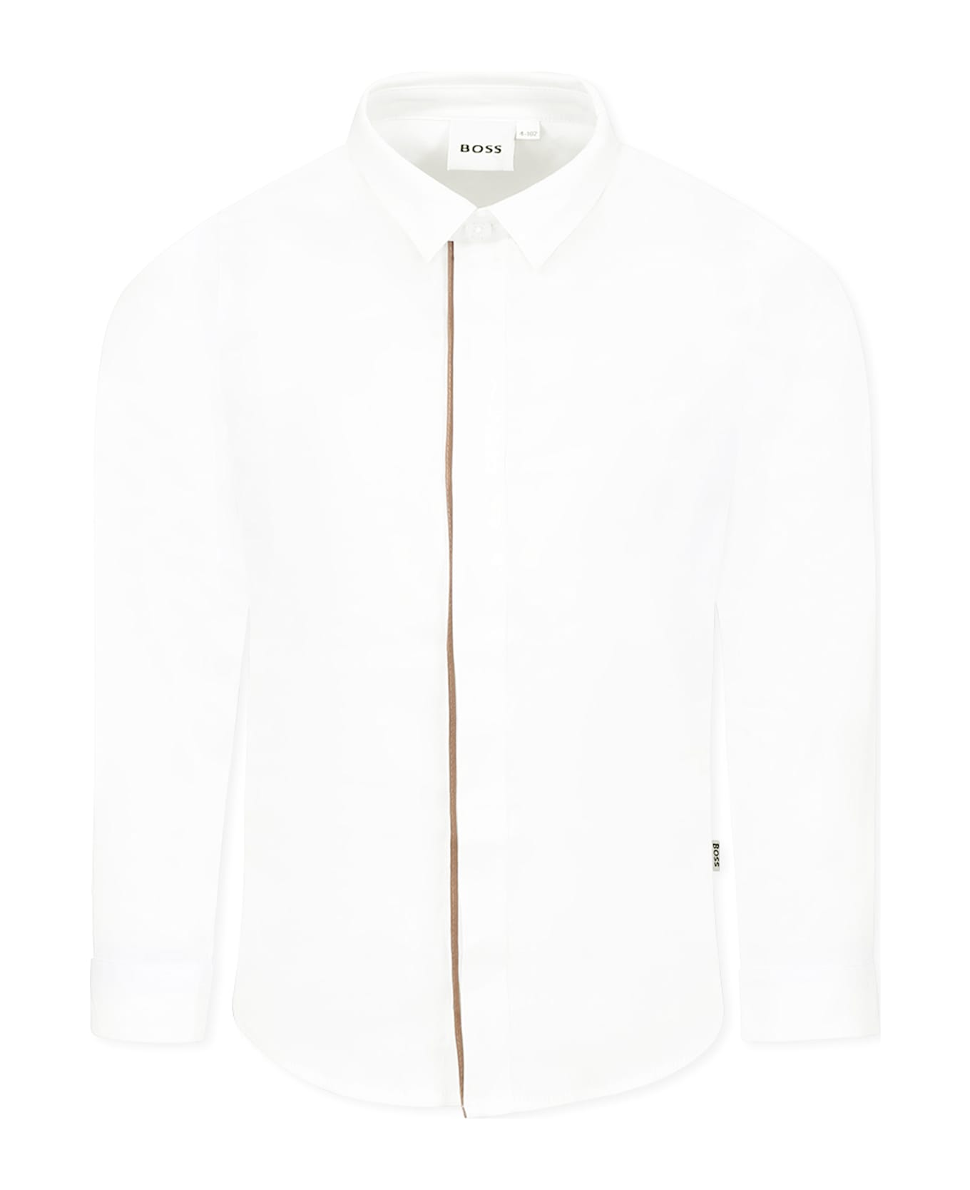 Hugo Boss White Shirt For Boy With Logo - White