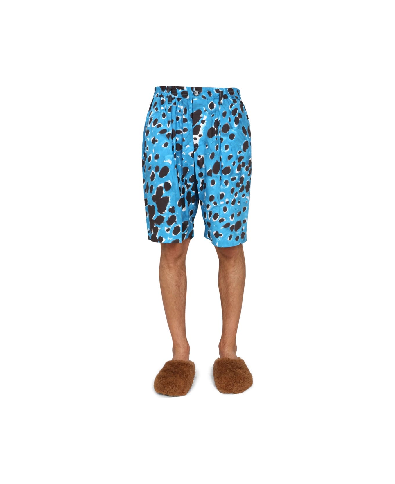 Marni Bermuda Shorts With Pop Dots Print - BABY BLUE