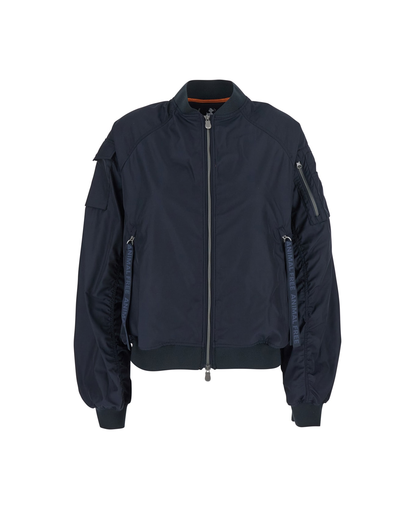 Save the Duck 
lil
 Blue-black Bomber Jacket With Front Pockets And Logo Patch Applied On The Sleeve In Tech Fabric Woman - Black