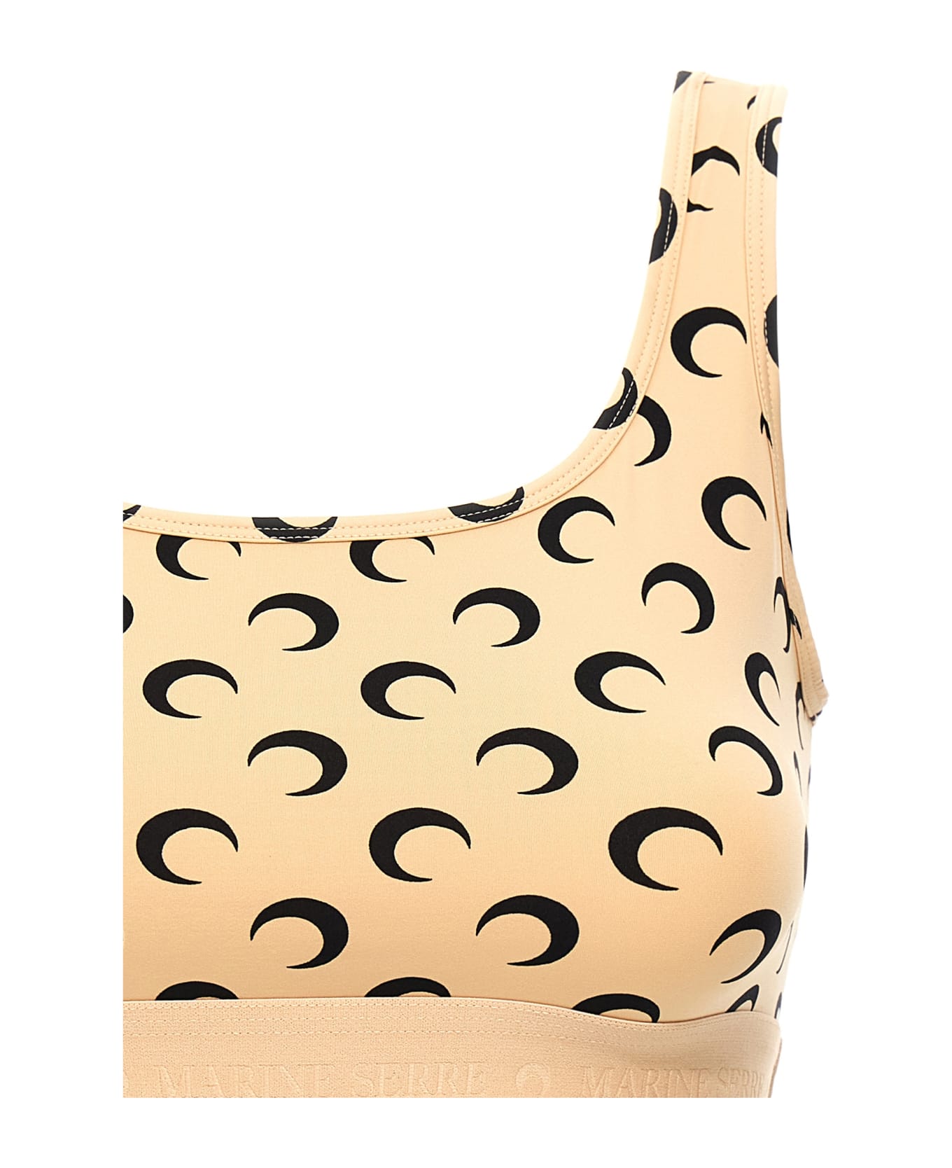 Marine Serre 
moon Printed Jersey
 Cropped Top - Beige