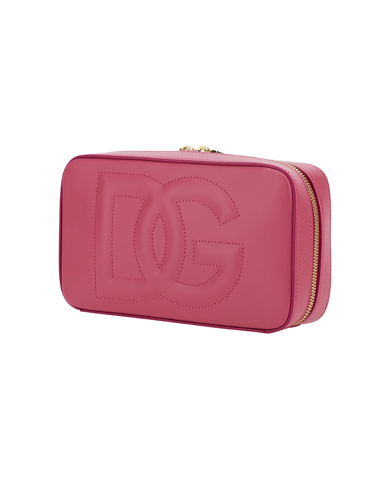 Dolce & Gabbana Pink Shoulder Bag With Quilted Dg Logo In Leather Woman - Pink