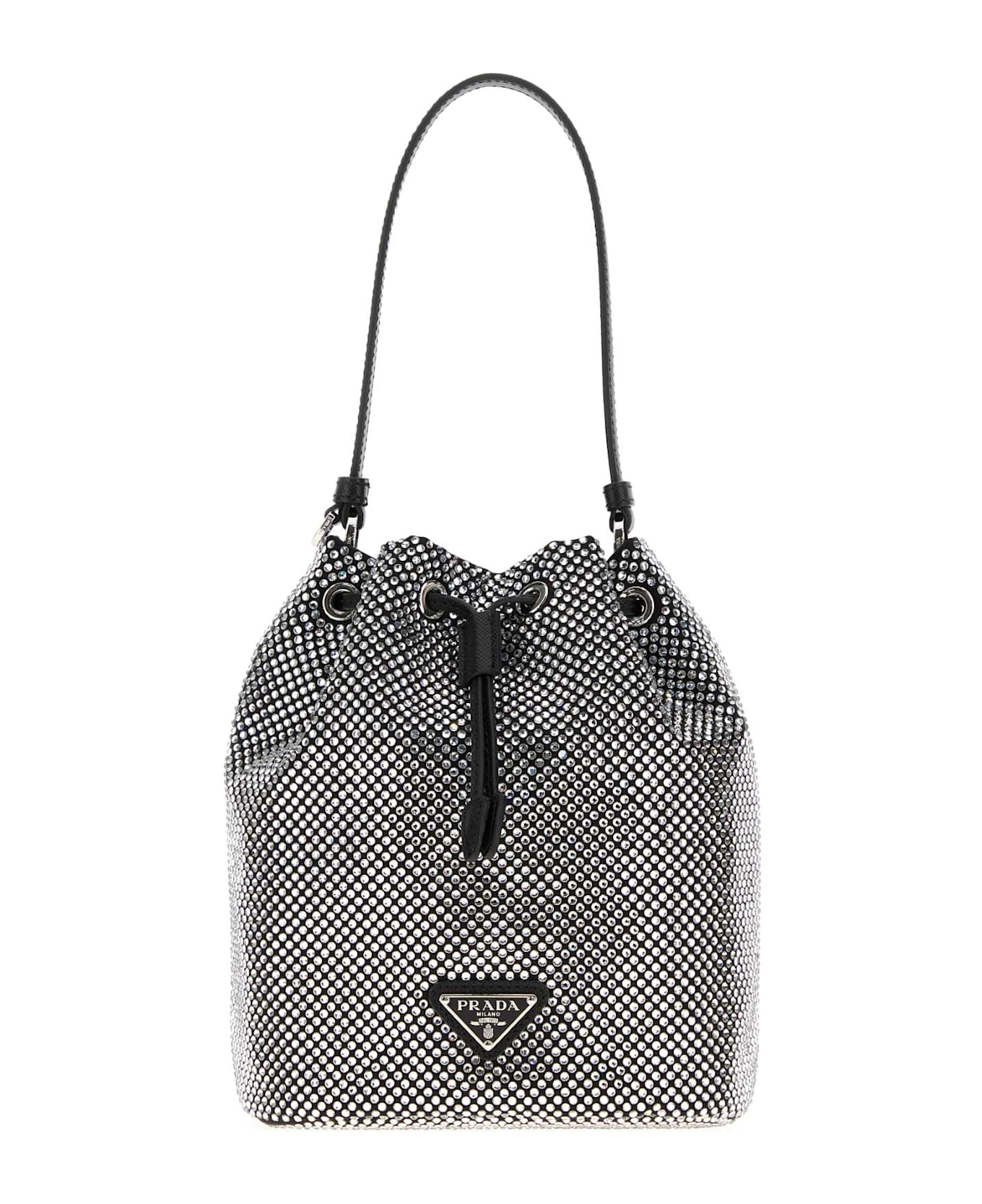 Prada Embellished Satin Bucket Bag - CRISTAL