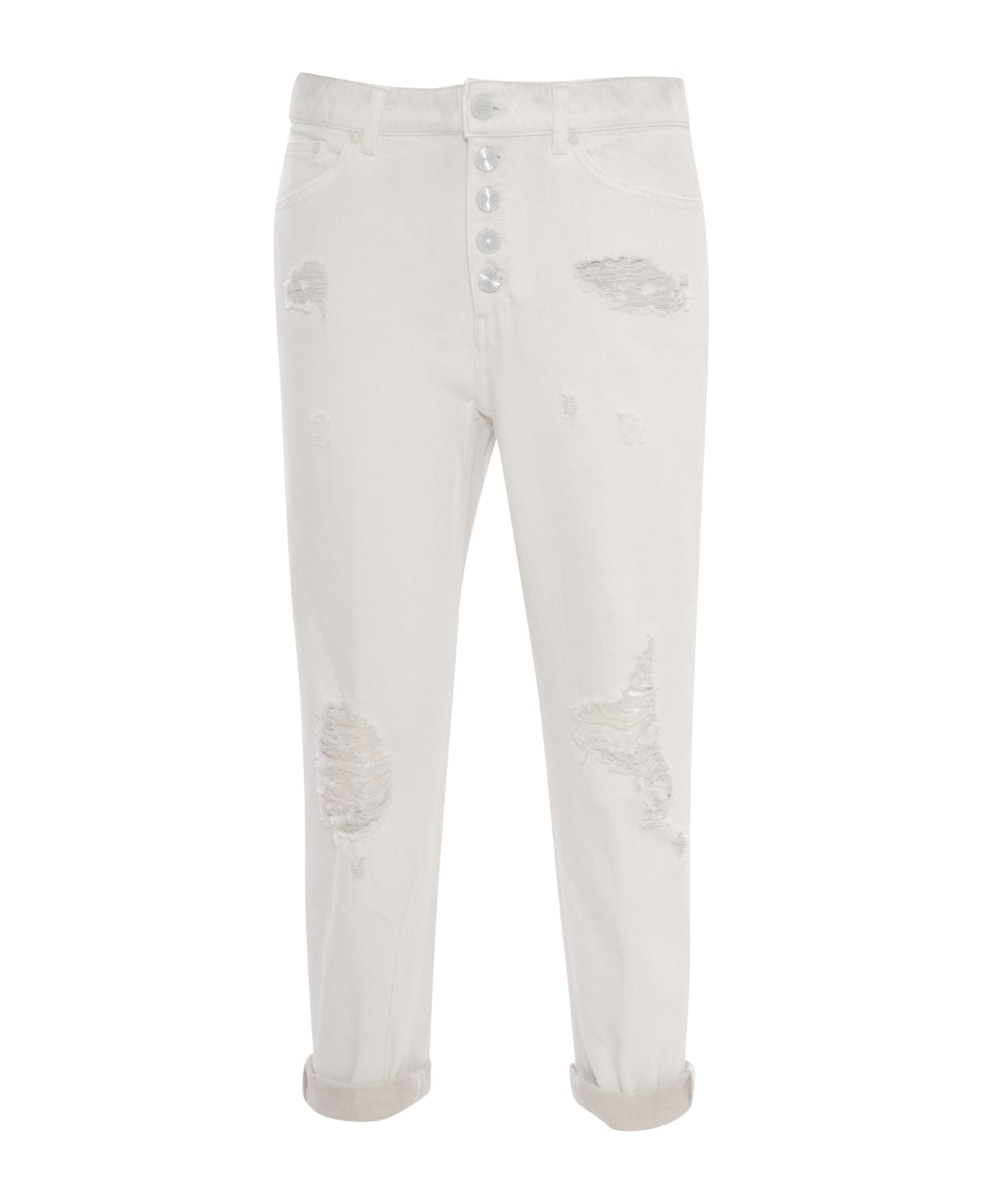 Dondup Frayed White Jeans - WHITE