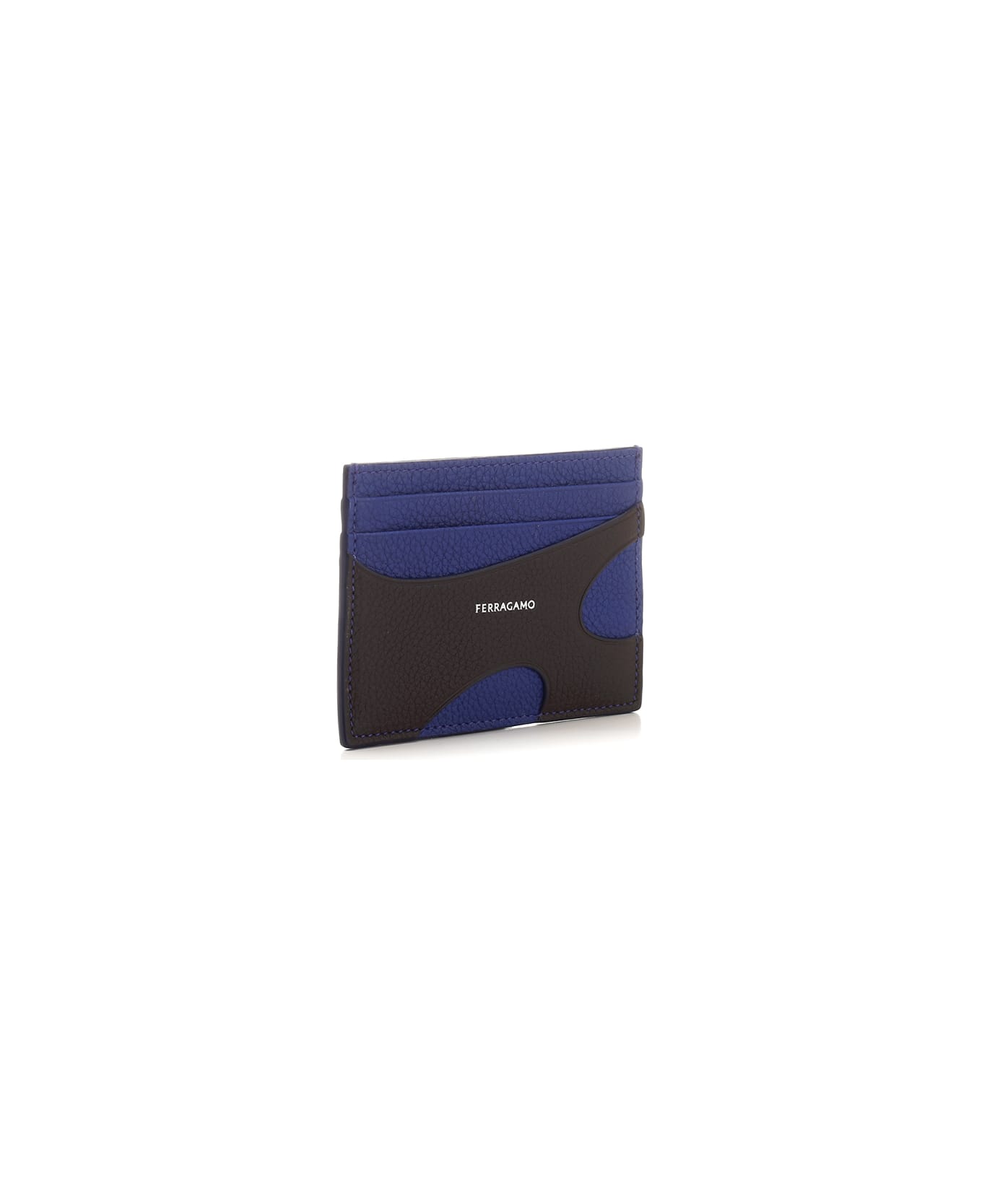 Ferragamo Black Card Holder With Blue Cut Out - T.moro/lapis