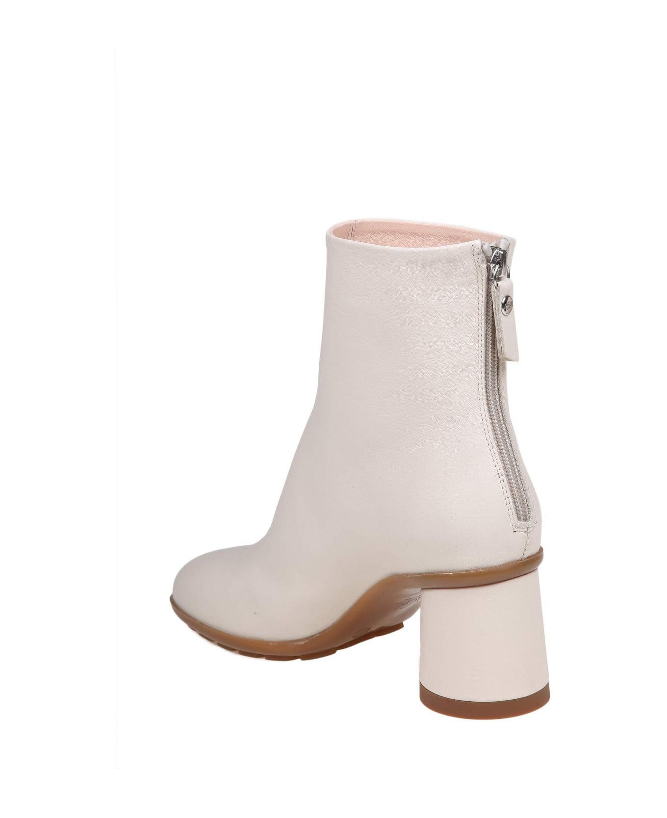 AGL Curvy Ankle Boots In Chalk Color Leather - PLASTER