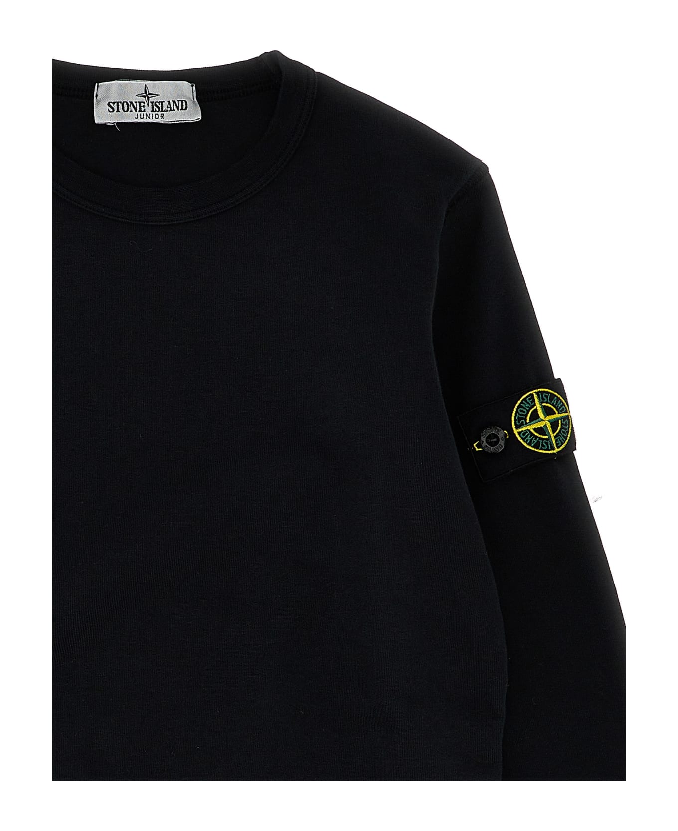Stone Island Junior Logo Badge Sweatshirt - Black   ニットウェア＆スウェットシャツ