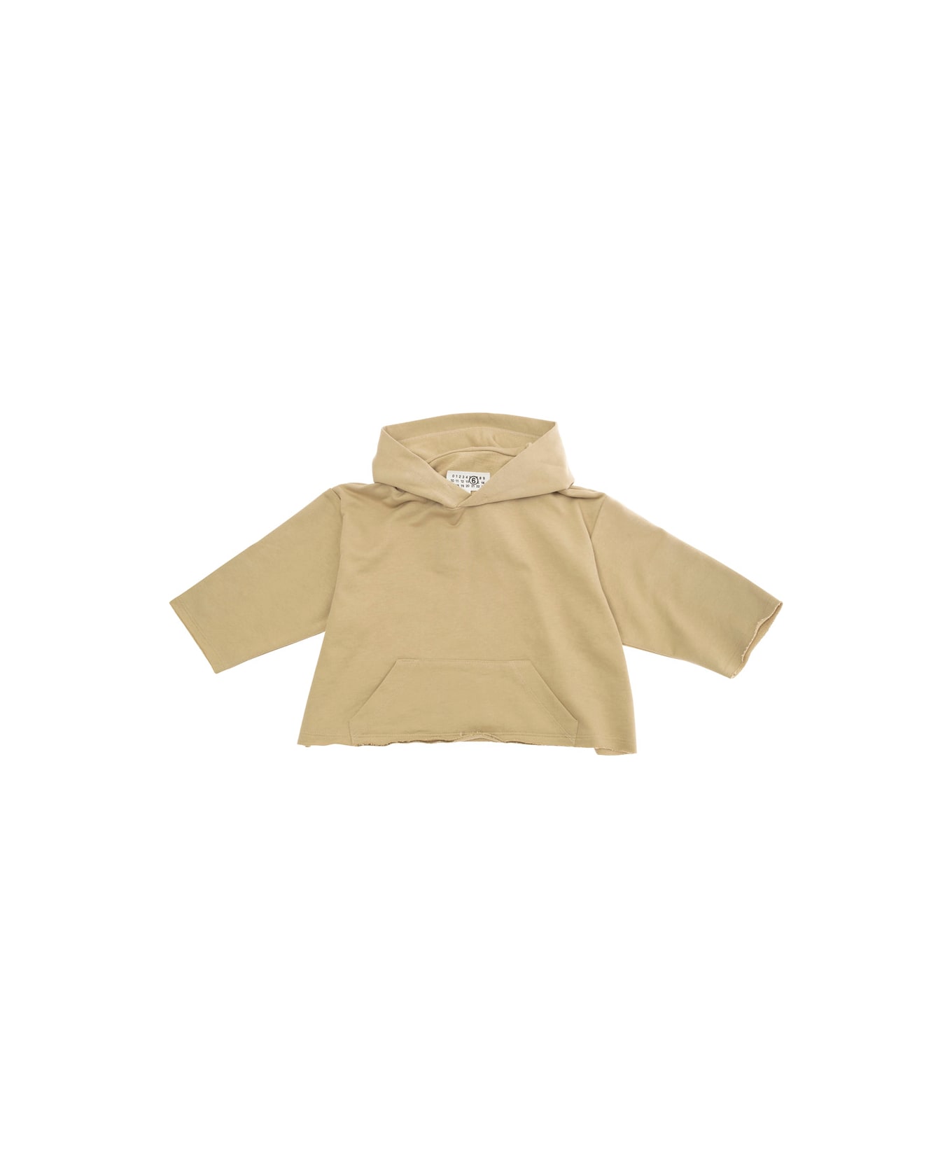 MM6 Maison Margiela Beige Hoodie With Kangaroo Pocket In Cotton Boy - Beige