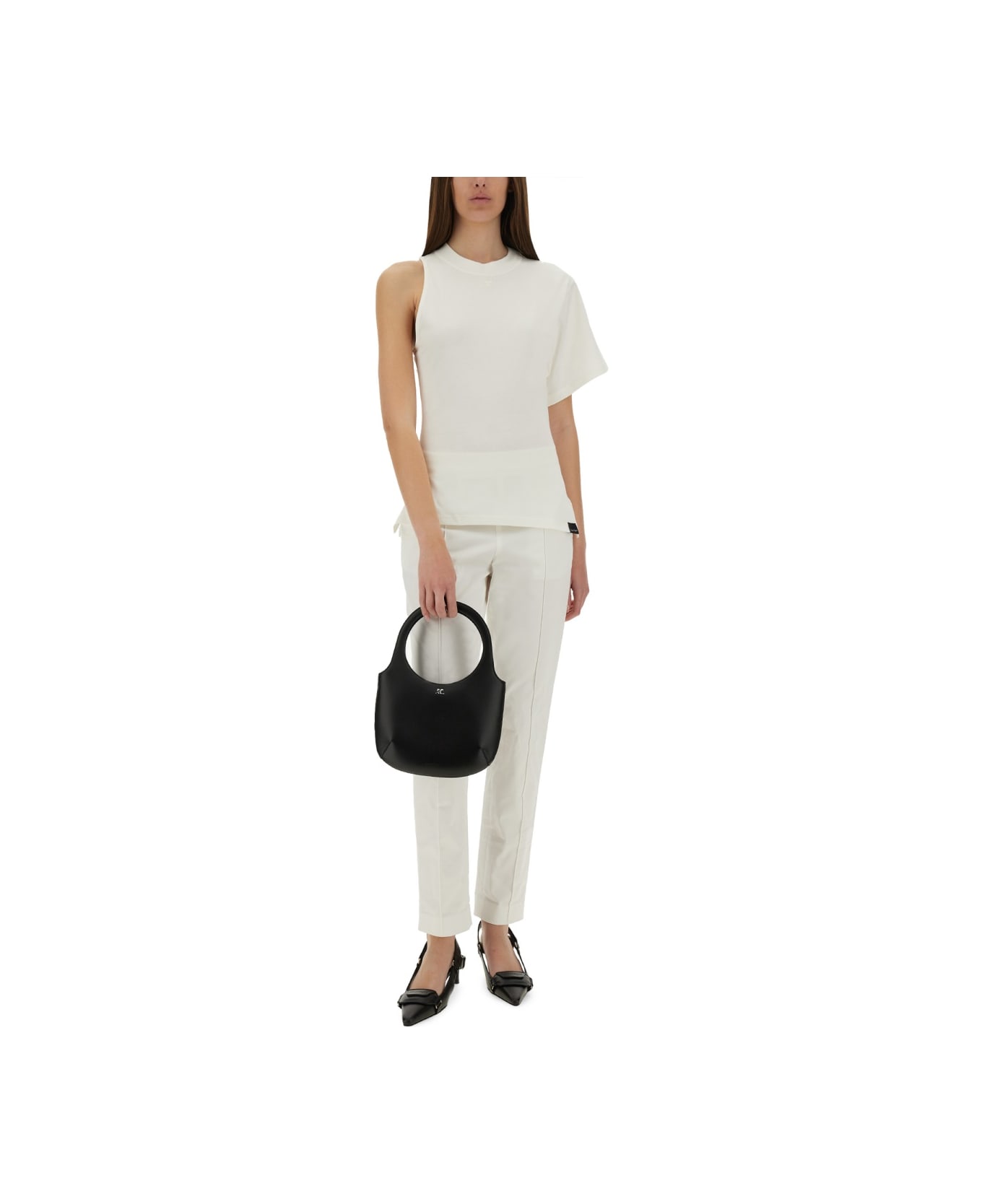 Courrèges One-shoulder T-shirt In Scuba - HERITAGE WHITE