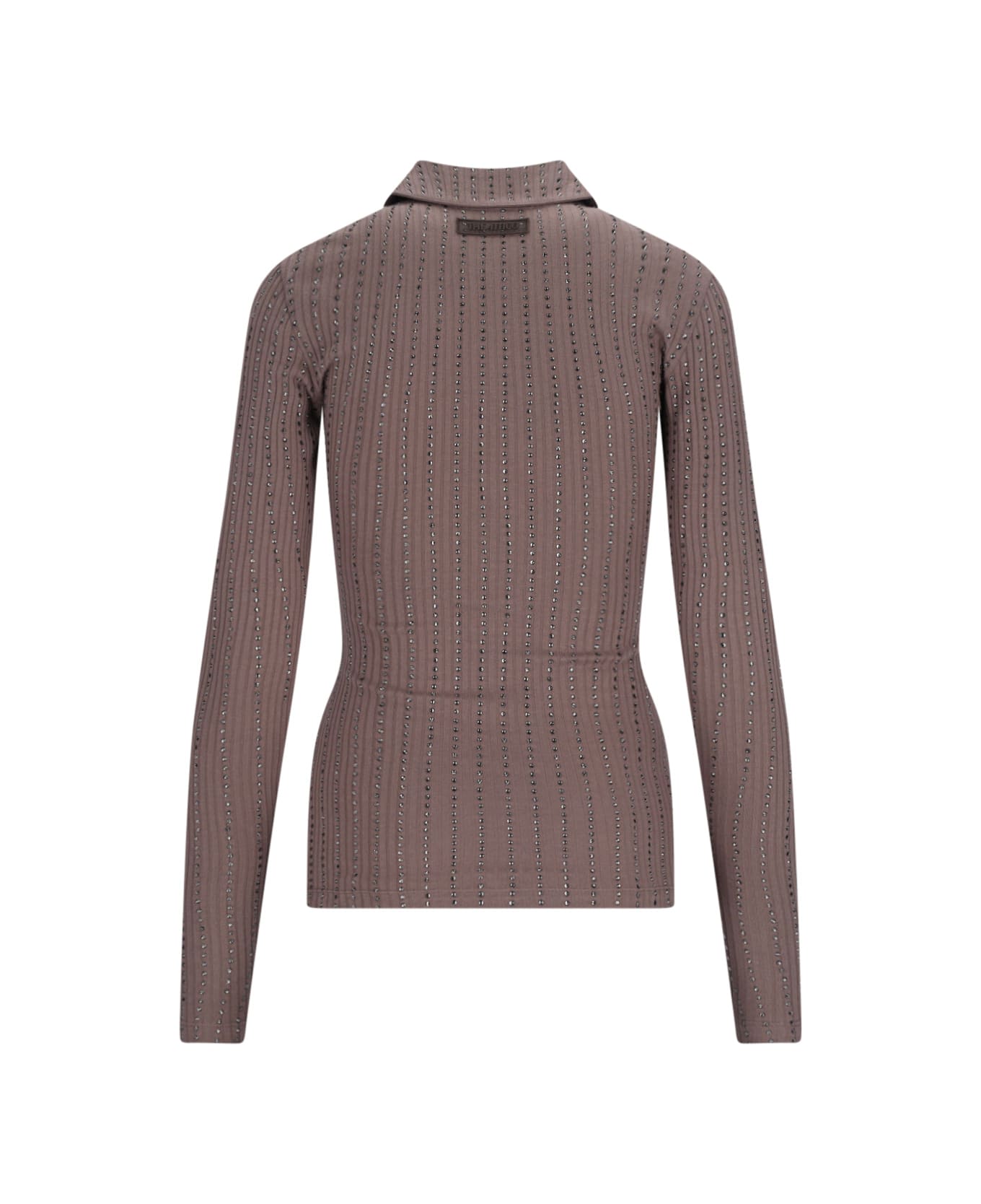 The Attico Crystal Polo Shirt - BROWN